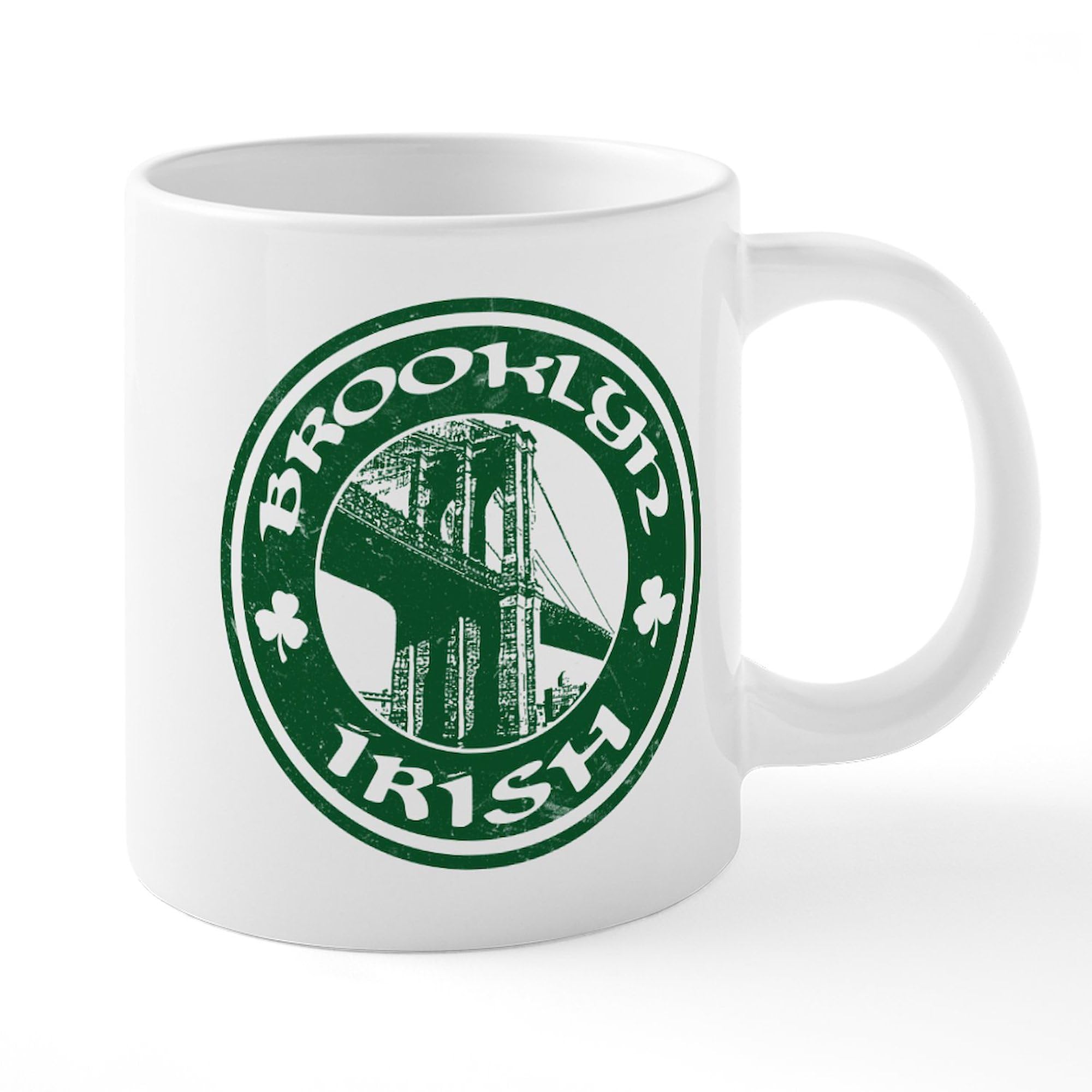 Brooklyn NY Irish Themed 20 oz Ceramic Coffee Mug - Large Capacity Mega Cup for Tea, Hot Chocolate & Office Use