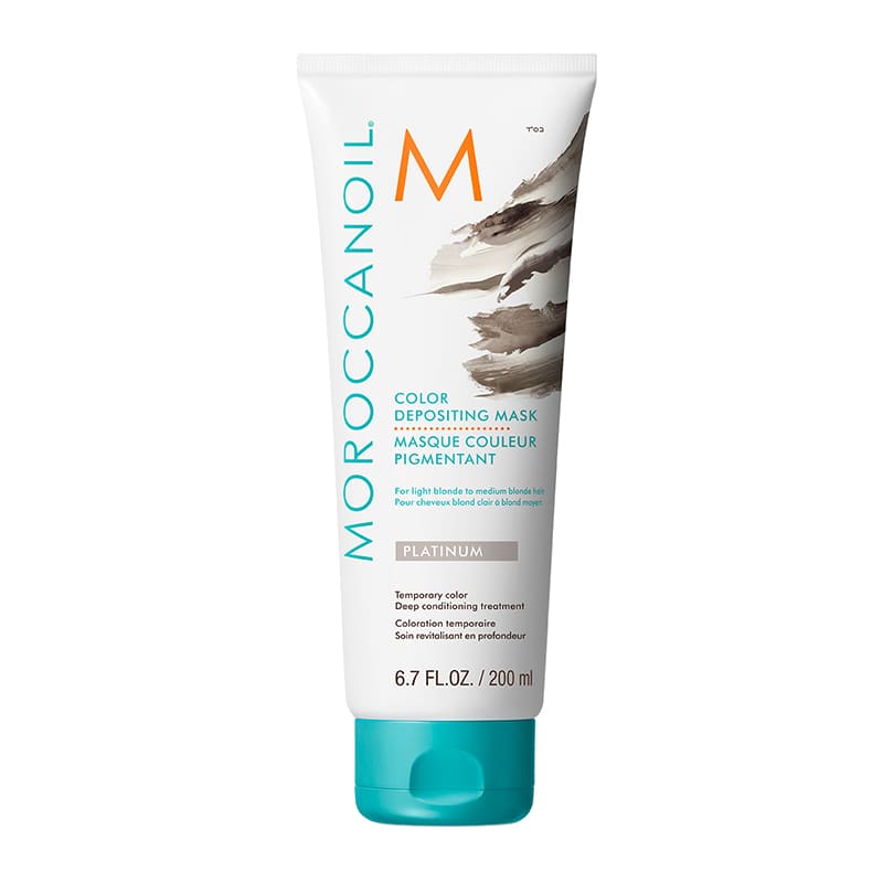 Moroccanoil Platinum Color Depositing Hair Mask - Deep Conditioning Treatment for Blonde, Silver & Gray Hair - Salon-Quality Toning & Hydration for Home Use