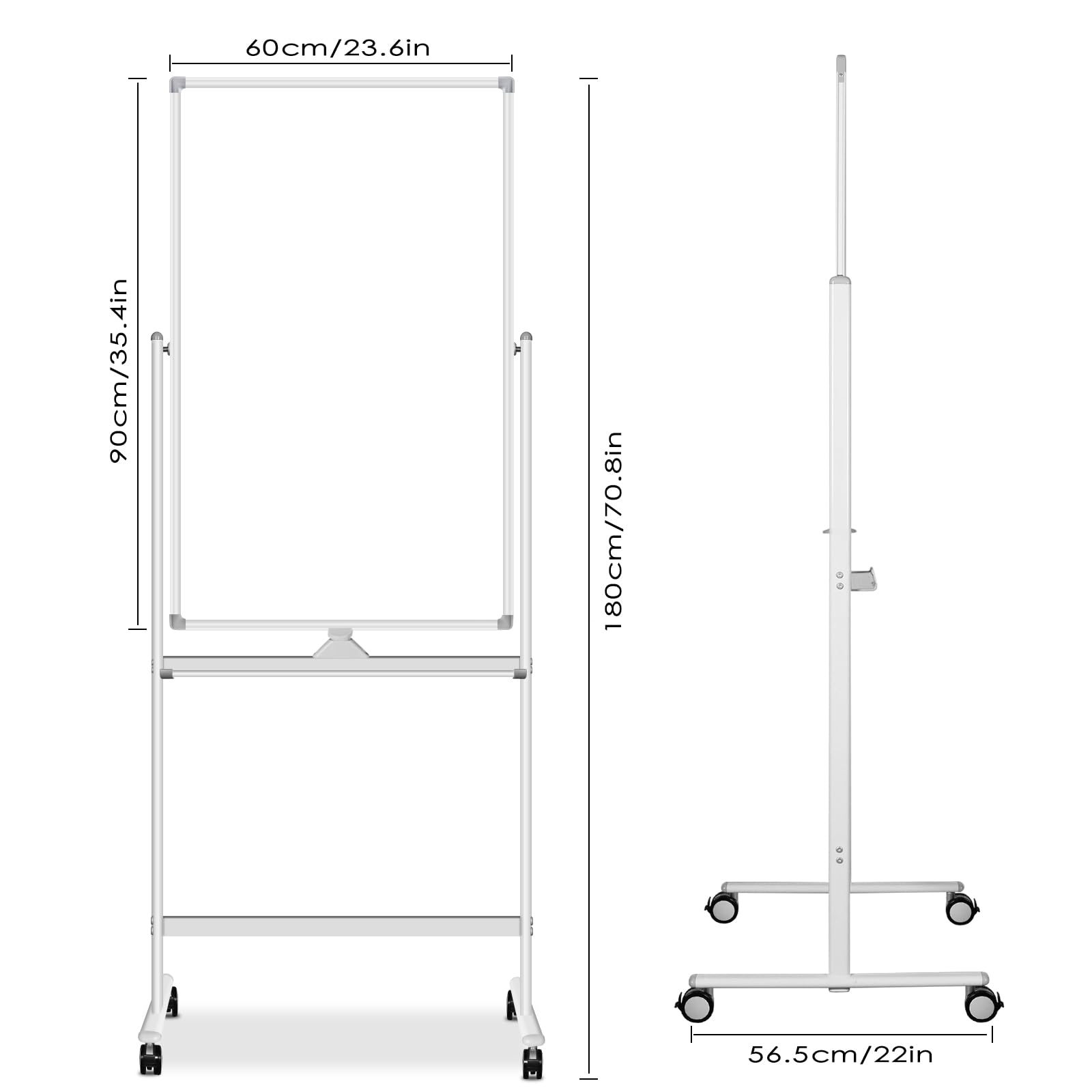 Double Sided Magnetic Dry Erase Whiteboard Easel on Wheels - 24