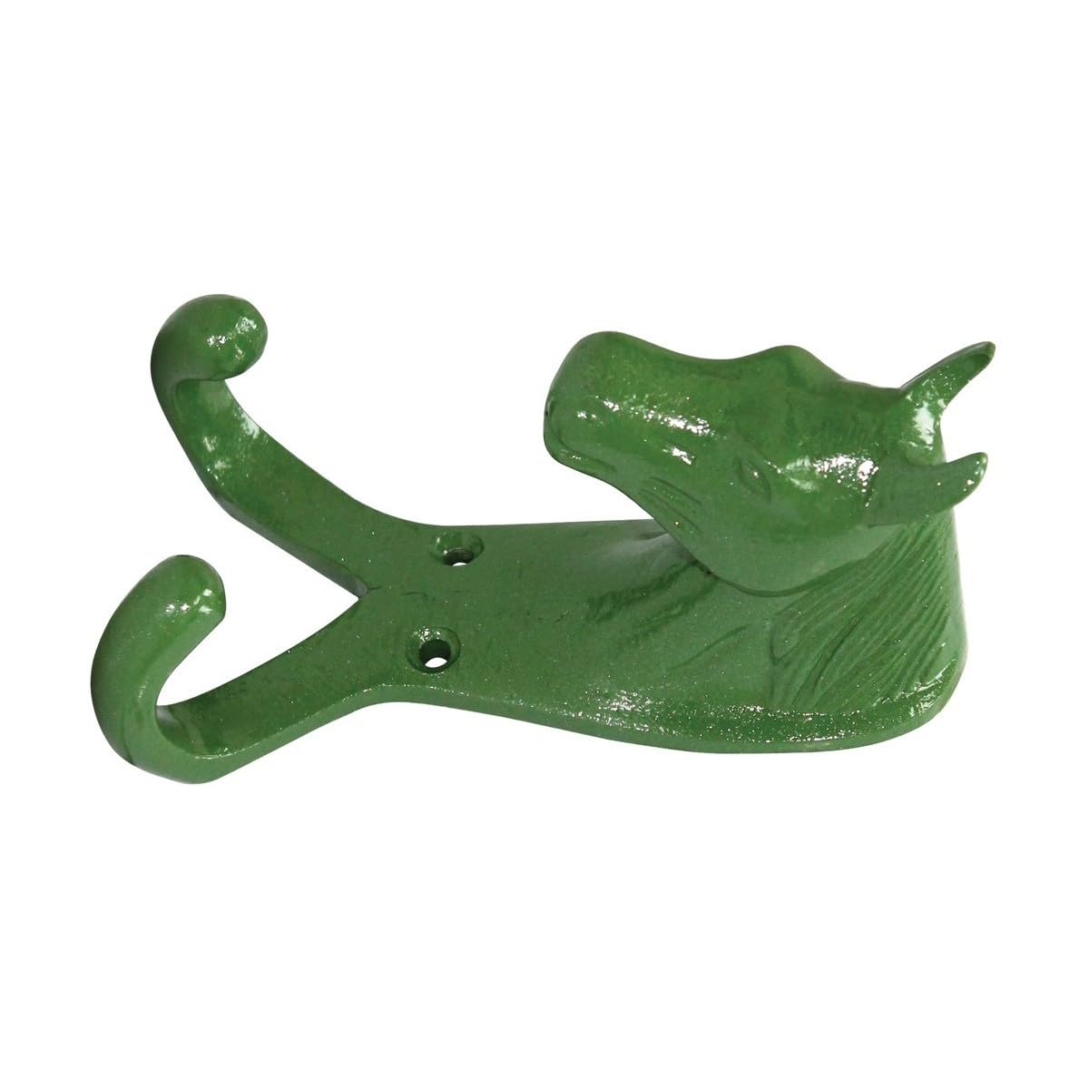 Heavy Duty Double Horse Head Wall Hook - Rustic Stable Hooks for Coats, Hats & Leashes - Farmhouse Decor (Green) - Perfect for Barns, Entryways & Western-Themed Rooms