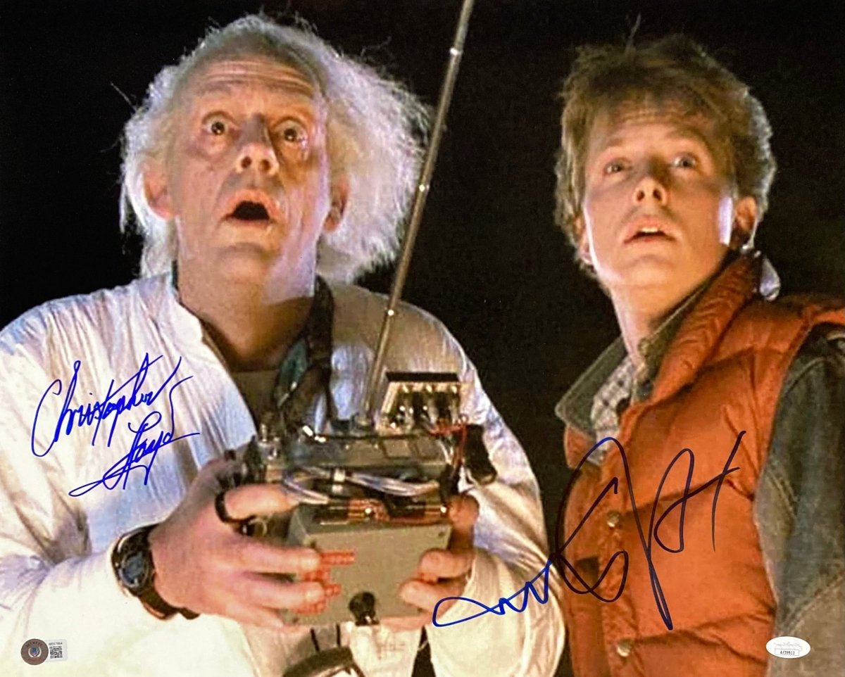 Michael J. Fox & Christopher Lloyd Autographed 16x20 Back to the Future Movie Poster with JSA Certificate - Perfect for Movie Memorabilia Collectors and Home Theater Decor