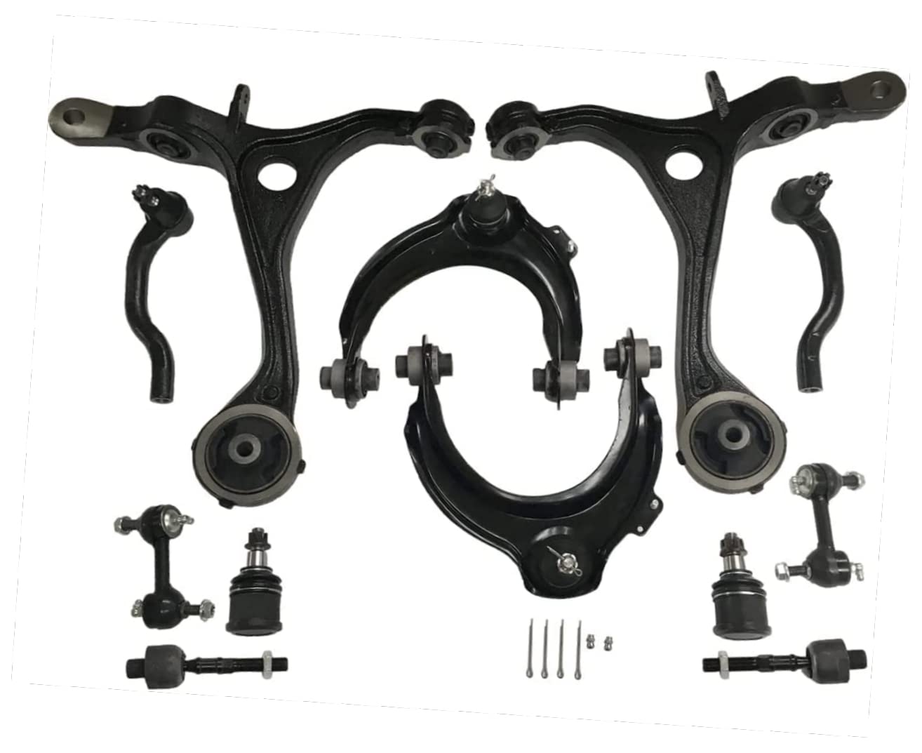 12Pcs Front Lower Upper Control Arms & Tie Rods Set for 2003-2007 Honda Accord Acura TSX - Replacement Suspension Parts for Smooth Ride & Precise Steering - Perfect for Daily Commute & Performance Driving