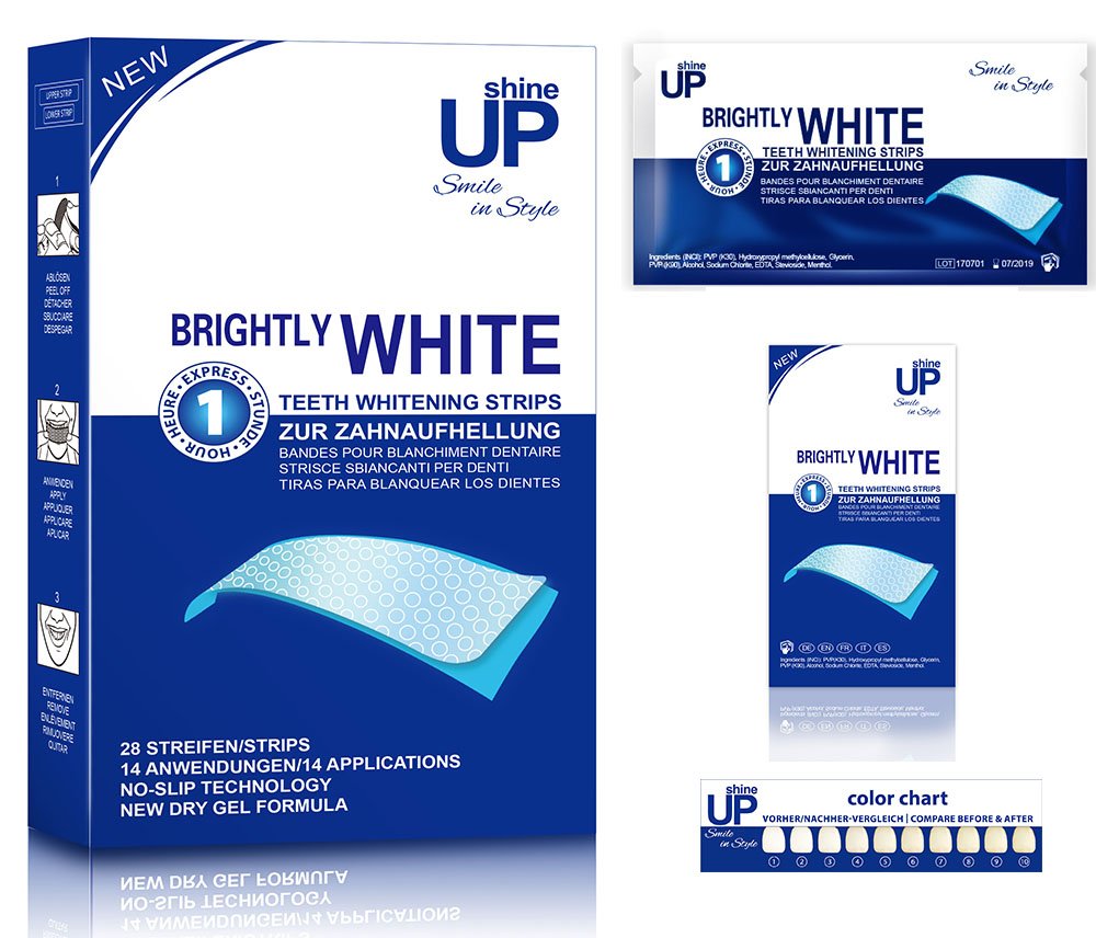 ShineUP Teeth Whitening Strips - Peroxide-Free & Sensitivity-Free Dental Bleaching Strips, 28 No-Slip Whitening Strips for a Brighter Smile | Perfect for Home Use, Travel & Special Occasions