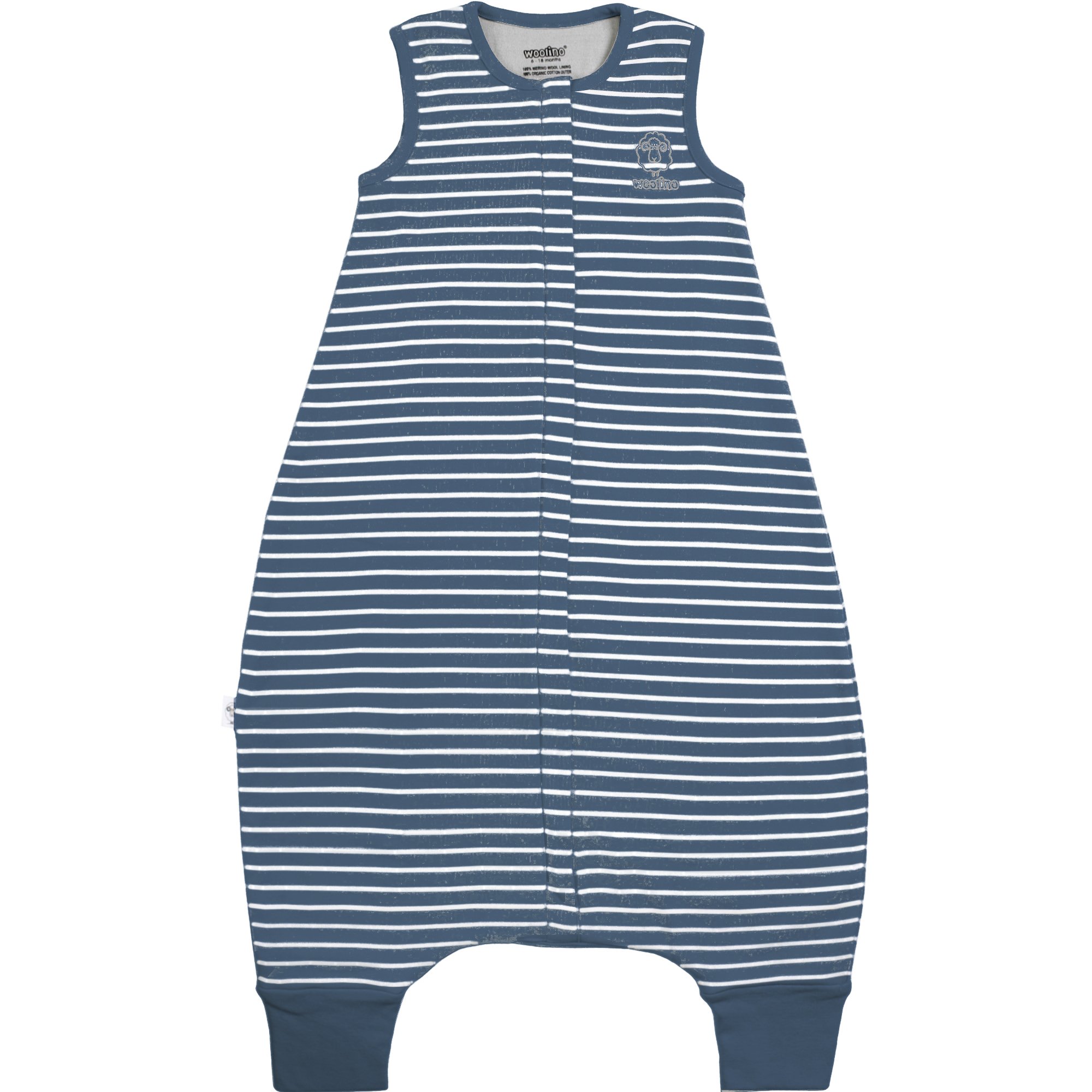 Woolino 4 Season Baby Sleep Sack with Feet - Breathable Australian Merino Wool & Organic Cotton - 6-18 Months Navy Blue - Perfect for Nursery, Daycare & Travel