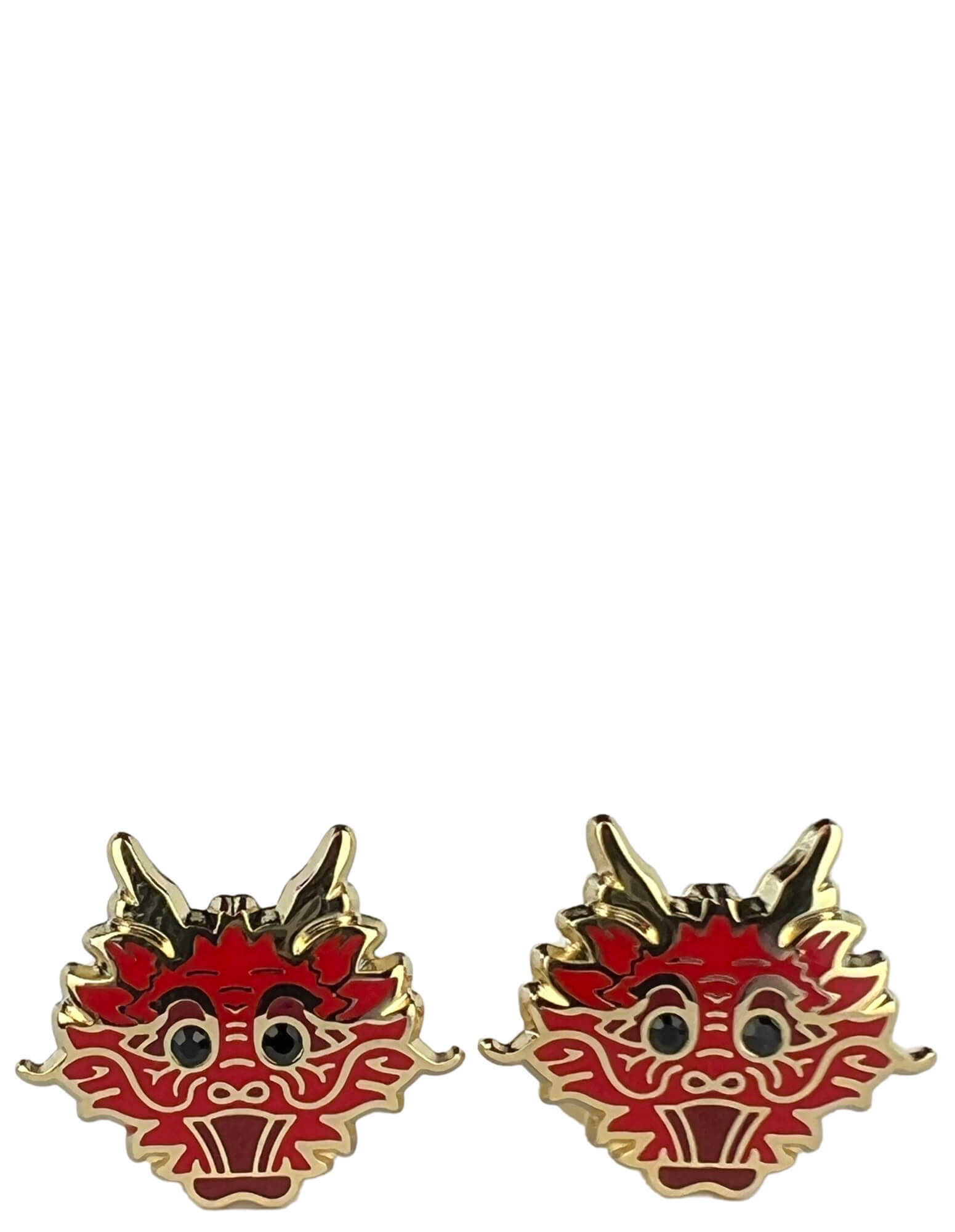 DÉCLIC Chinese Dragon Gold Cufflinks for Men - Elegant Red Enamel Dress Cuff Links - Perfect for Weddings, Business Meetings & Formal Occasions