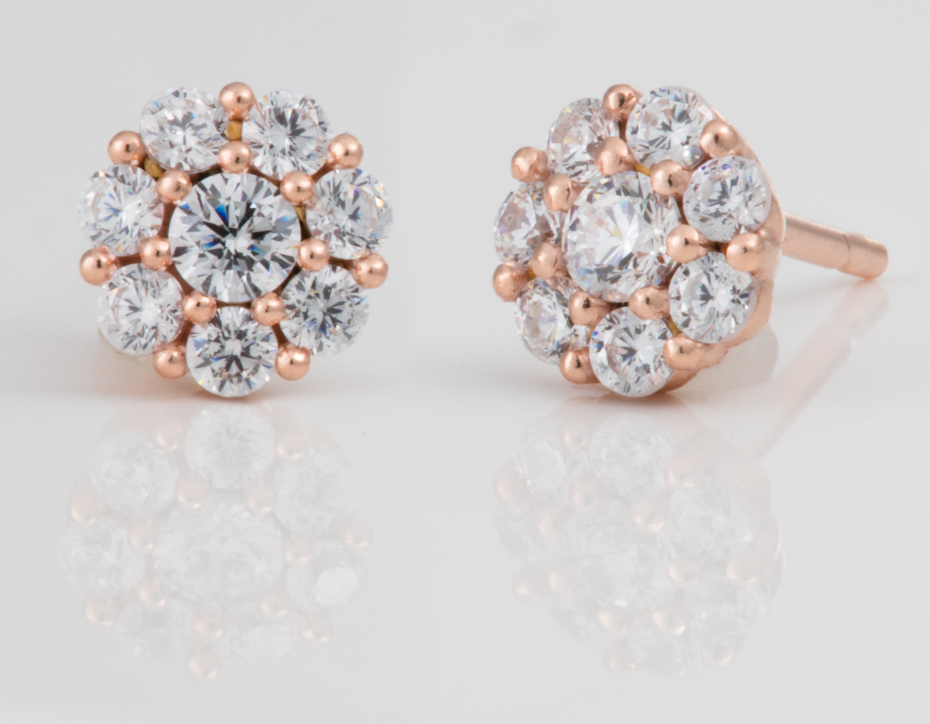 9ct Rose Gold Silver Filled Cubic Zirconia Flower Stud Earrings for Women - Elegant Floral Jewelry Gift for Birthday, Anniversary & Special Occasions