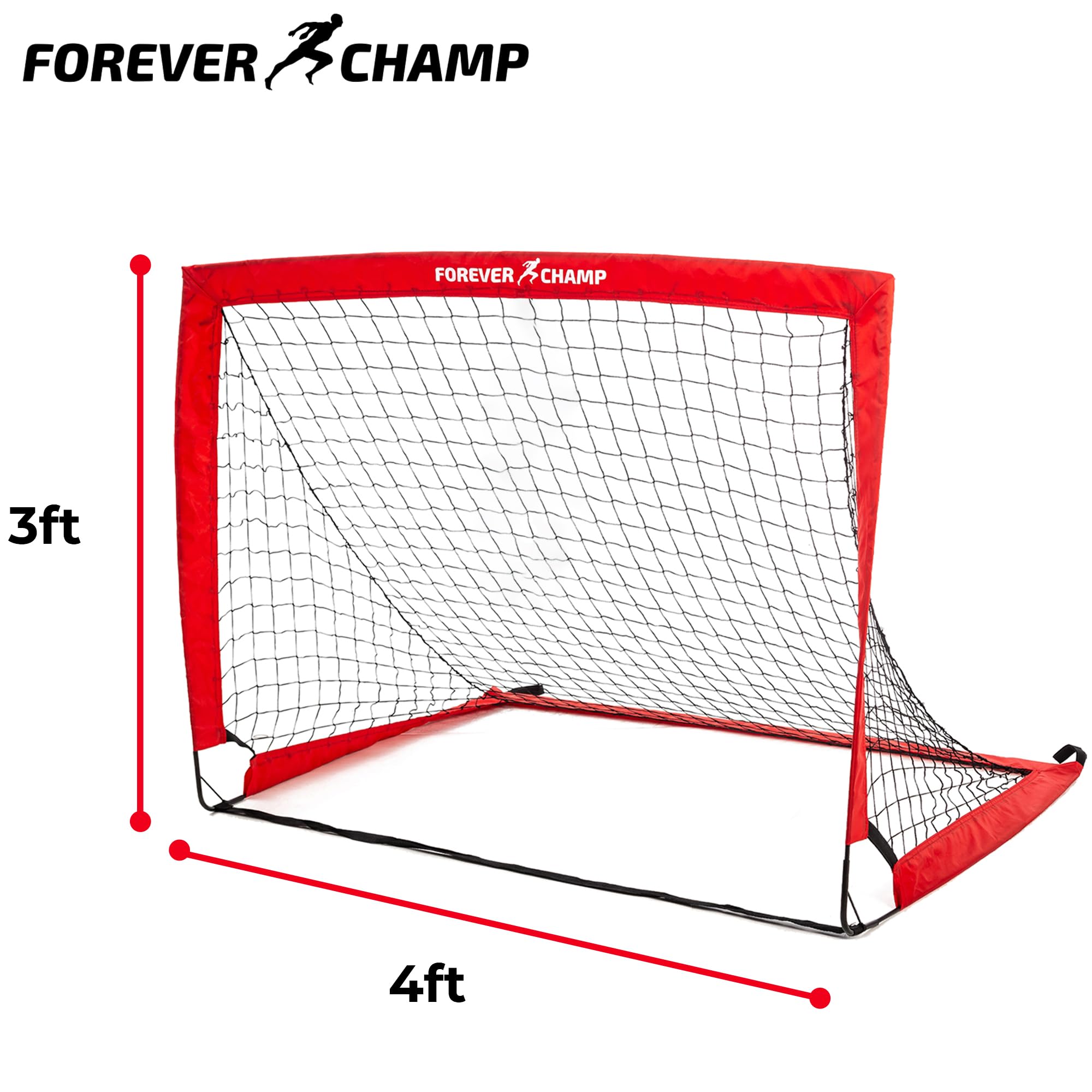 Forever Champ Kids Soccer Goals for Backyard - 2 Pack 4'x3' Soccer Nets with Ball, Pump, 8 Stakes, 6 Cones & 2 Targets - Durable Soccer Goal Set for Ages 4-10 - Easy Setup Backyard Soccer Training Equipment for Kids - Perfect for Backyard Practice, Youth Soccer Drills & Family Outdoor Play