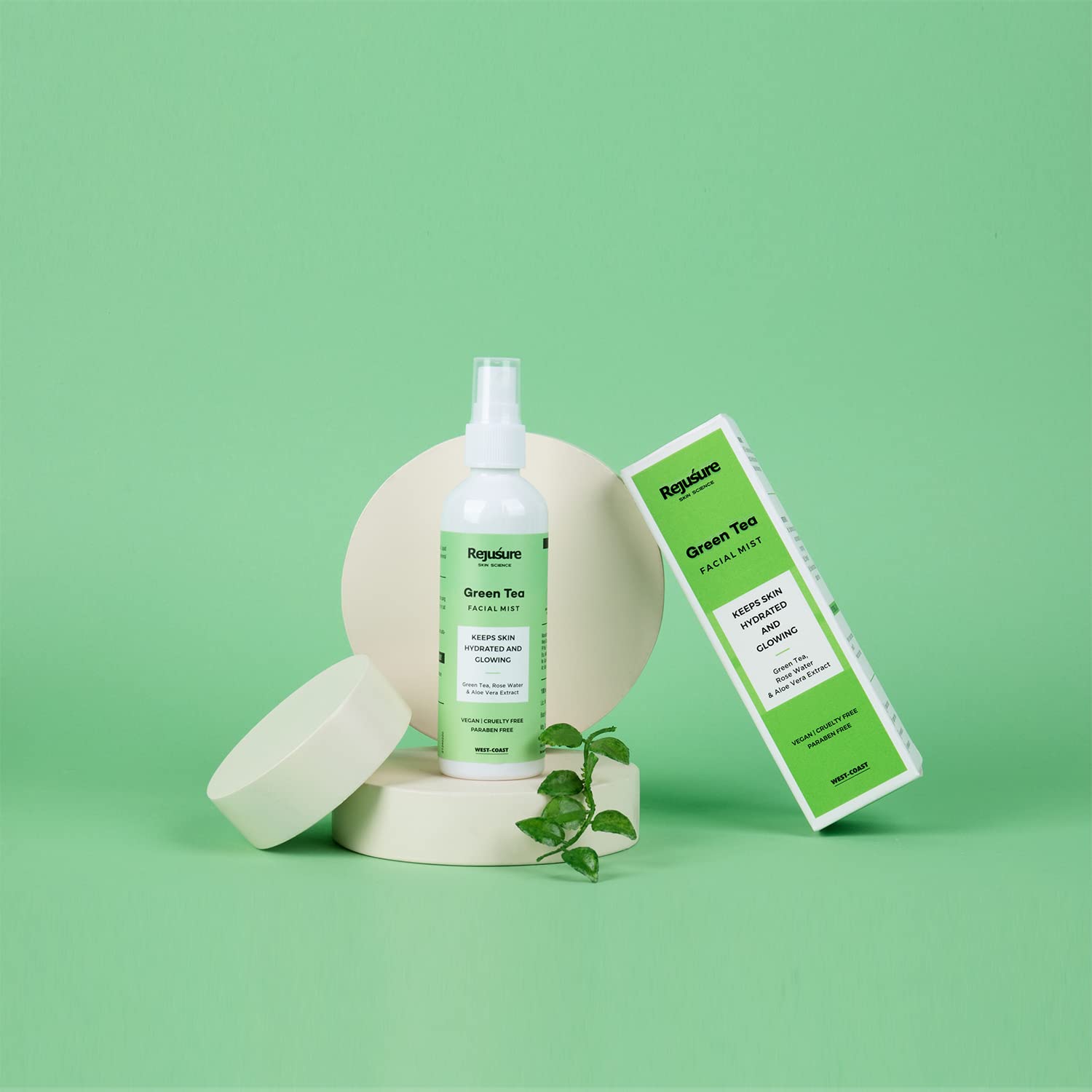 Rejusure Green Tea Face Mist for Hydration & Glow - 100ml Facial Spray for Dry Skin - Refreshing Skin Care for Daily Use & Travel