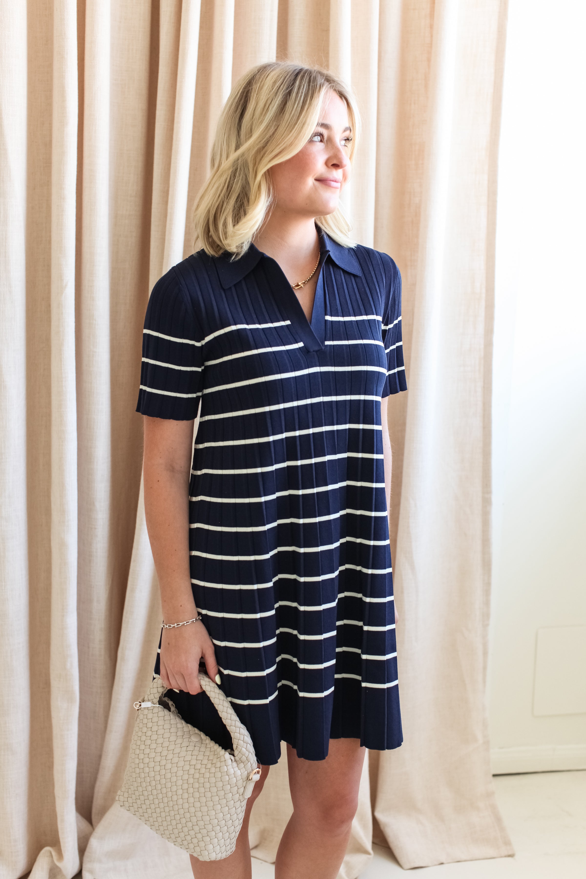 Ace Knit Dress for Women - Soft & Comfortable Navy Blue Casual Dress - Perfect for Office, Date Night & Everyday Wear