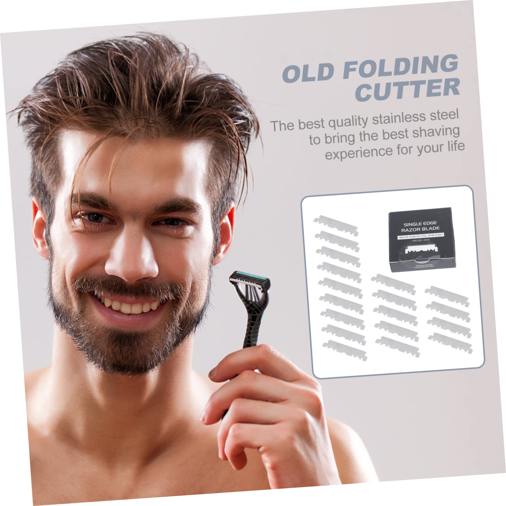 100pcs Barber Folded Razor Blades - Professional Single Edge Shaving Blades for Beard, Sideburns & Fine Hair - Perfect for Home Grooming, Barber Shops & Travel Shaving Kits