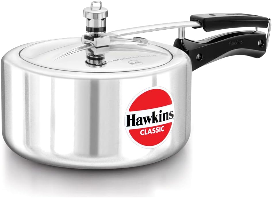 Hawkins CL35 Classic Aluminum Pressure Cooker 3.5L (1.1 Gallon) - Fast & Safe Cooking for Soups, Stews, Rice & Indian Dishes | Perfect for Home Kitchens & Camping