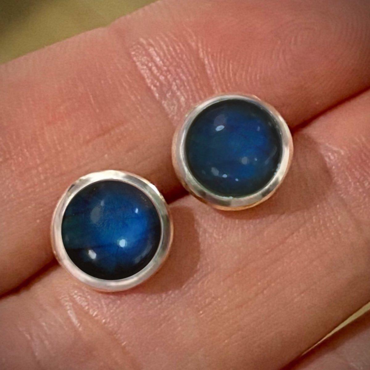 Labradorite Stud Earrings for Women - Classic Round Chic Earrings for Everyday Wear & Gift Giving