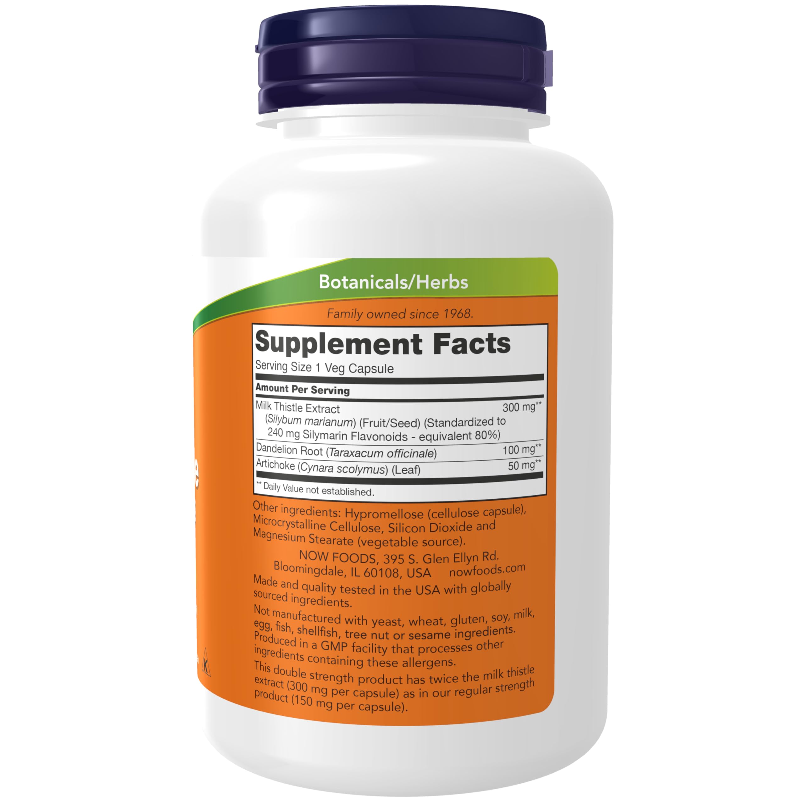 NOW Foods Silymarin Milk Thistle Extract 300mg with Artichoke & Dandelion - Double Strength Liver Support Supplement, 200 Vegan Capsules - Natural Detox & Liver Health for Daily Wellness