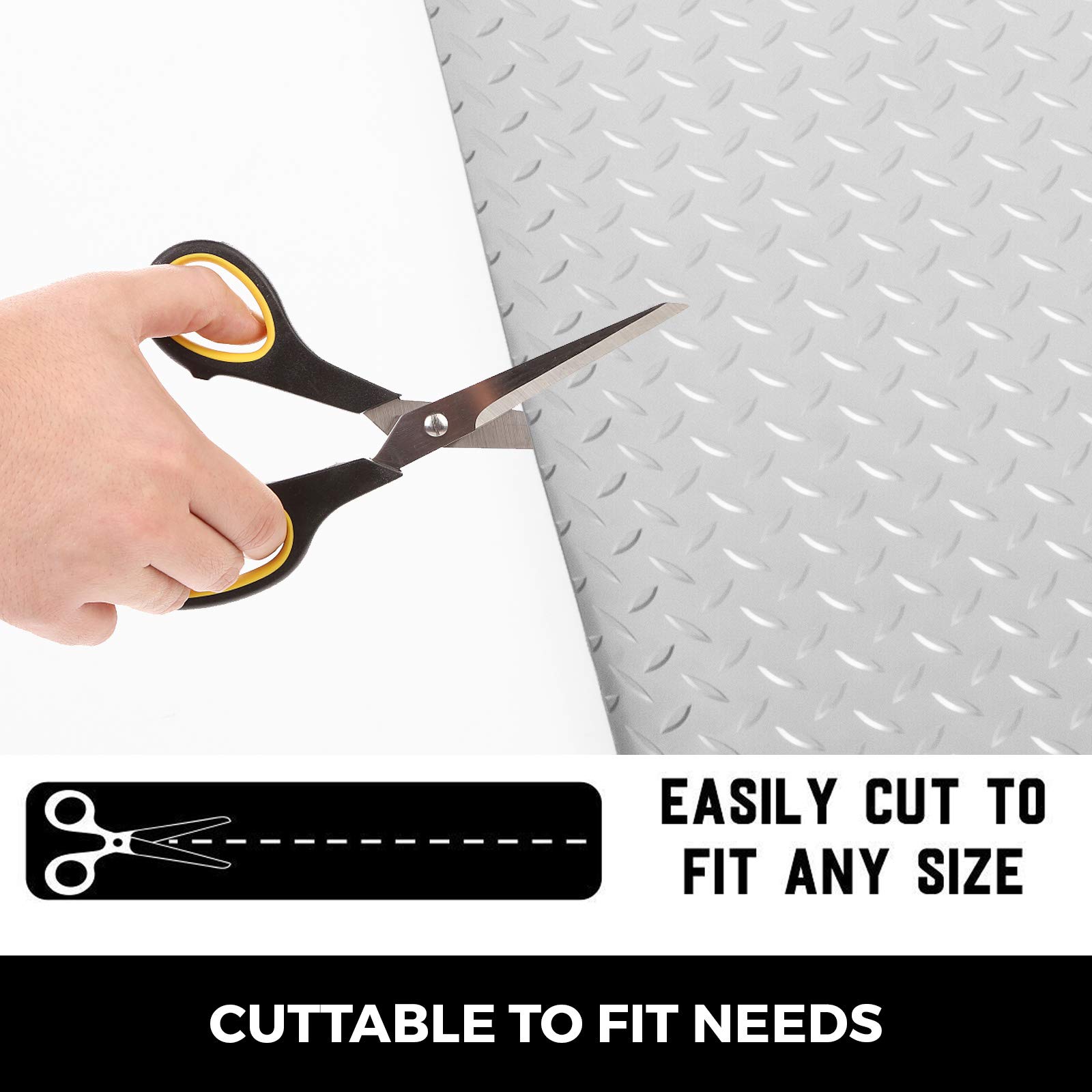 VEVOR 25.5 x 3.6 Ft PVC Garage Floor Mat - 2.5mm Thick Silver Car Protection Mat for Automotive Workshop, Parking Space & Home Garage - Durable, Easy to Clean Flooring Solution for Cars, Trucks & Motorcycles