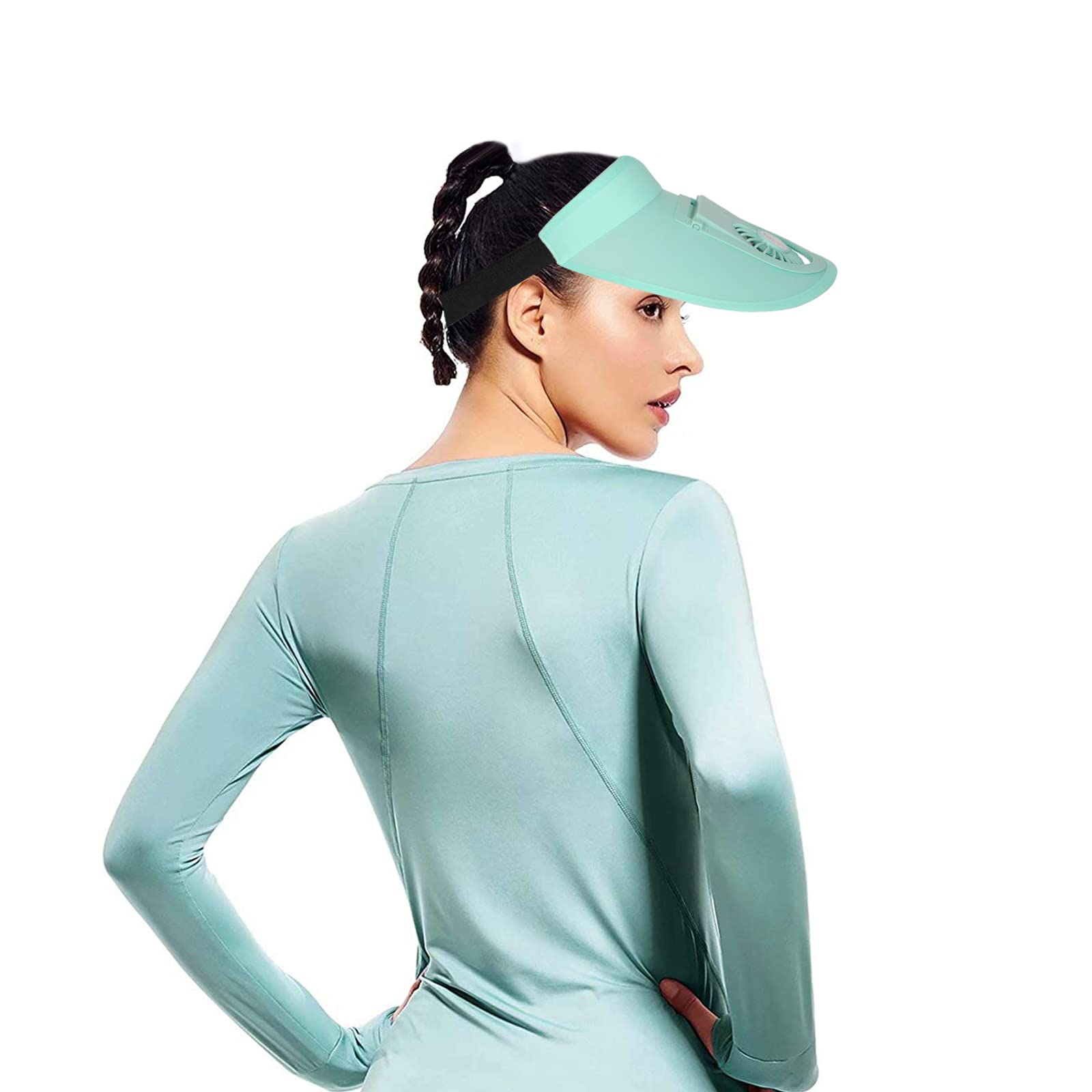 Women's Sun Visor Hat with Built-in Fan - 3-Speed Adjustable Cooling Visor for Outdoor Activities - Large Sun Protection for Running, Hiking, Beach & Gardening