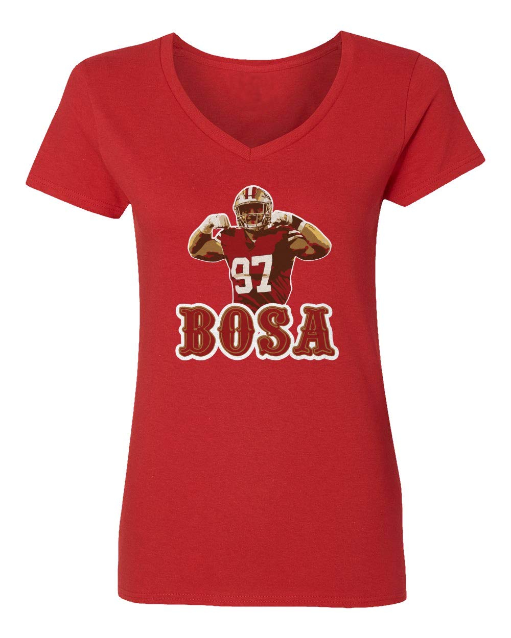 Nick Bosa San Francisco 49ers Women's V-Neck T-Shirt - Red XX-Large | NFL Football Fan Jersey for Game Day & Casual Wear