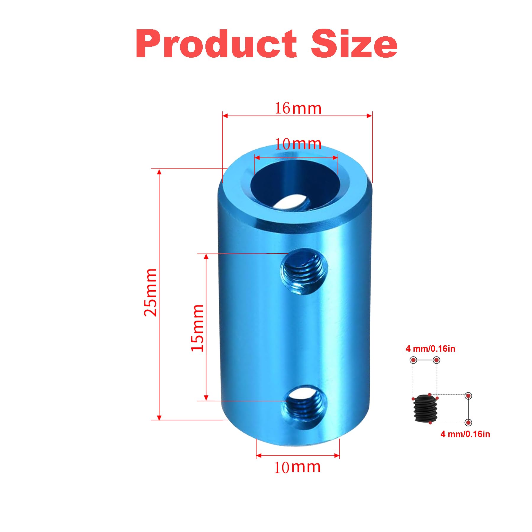4PCS Aluminum Shaft Coupler Connector L25 x D16 10mm to 10mm Bore Rigid Coupling with Screw - Perfect for 3D Printers, CNC Machines, DIY Robots, Motor Shafts, and Mechanical Projects