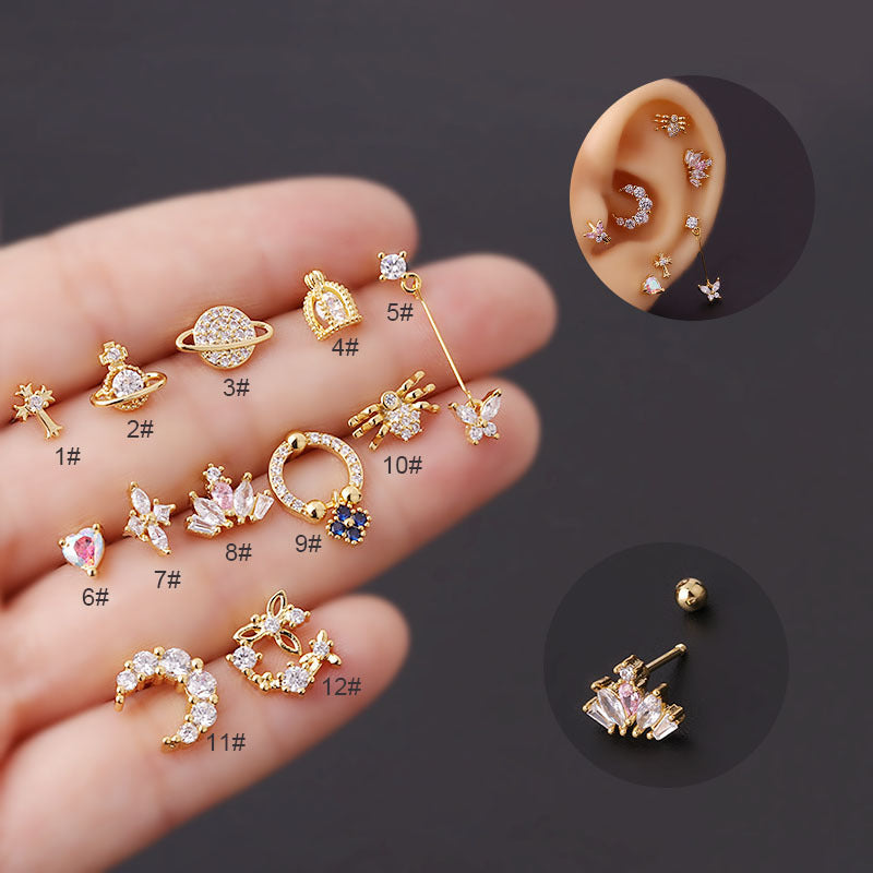 20G Cartilage Tiny Stud Earrings - Cute Planet Design Hypoallergenic Earrings for Women | Perfect for Daily Wear, Gifts & Special Occasions