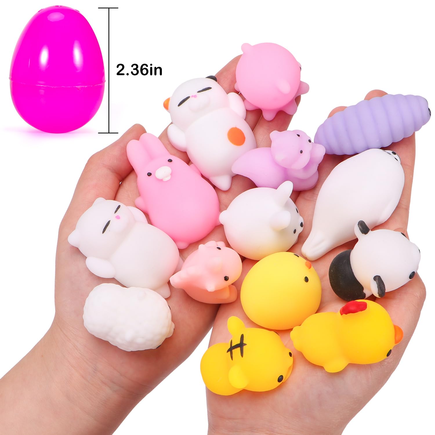 24-Piece Mochi Squishy Toys Easter Egg Set - Mini Soft Animal Stress Relief Toys for Easter Basket Fillers, Egg Hunt Party Supplies - Perfect for Easter Gifts, Party Favors & Sensory Play