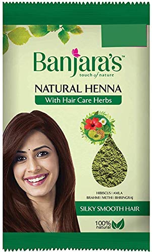Banjara's Natural Henna Powder 50g (Pack of 8) with Hibiscus, Amla, Brahmi, Methi & Bhringraj | Organic Hair Dye & Conditioning Treatment | Perfect for Gray Coverage, Hair Growth & Scalp Care at Home