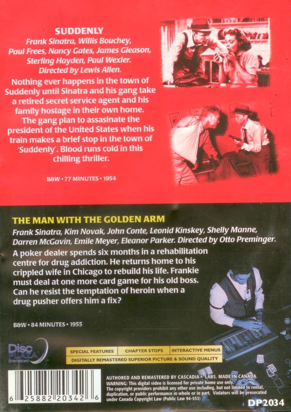The Man with the Golden Arm & Suddenly (Classic Film Double Feature DVD) - Perfect for Movie Nights and Vintage Cinema Lovers