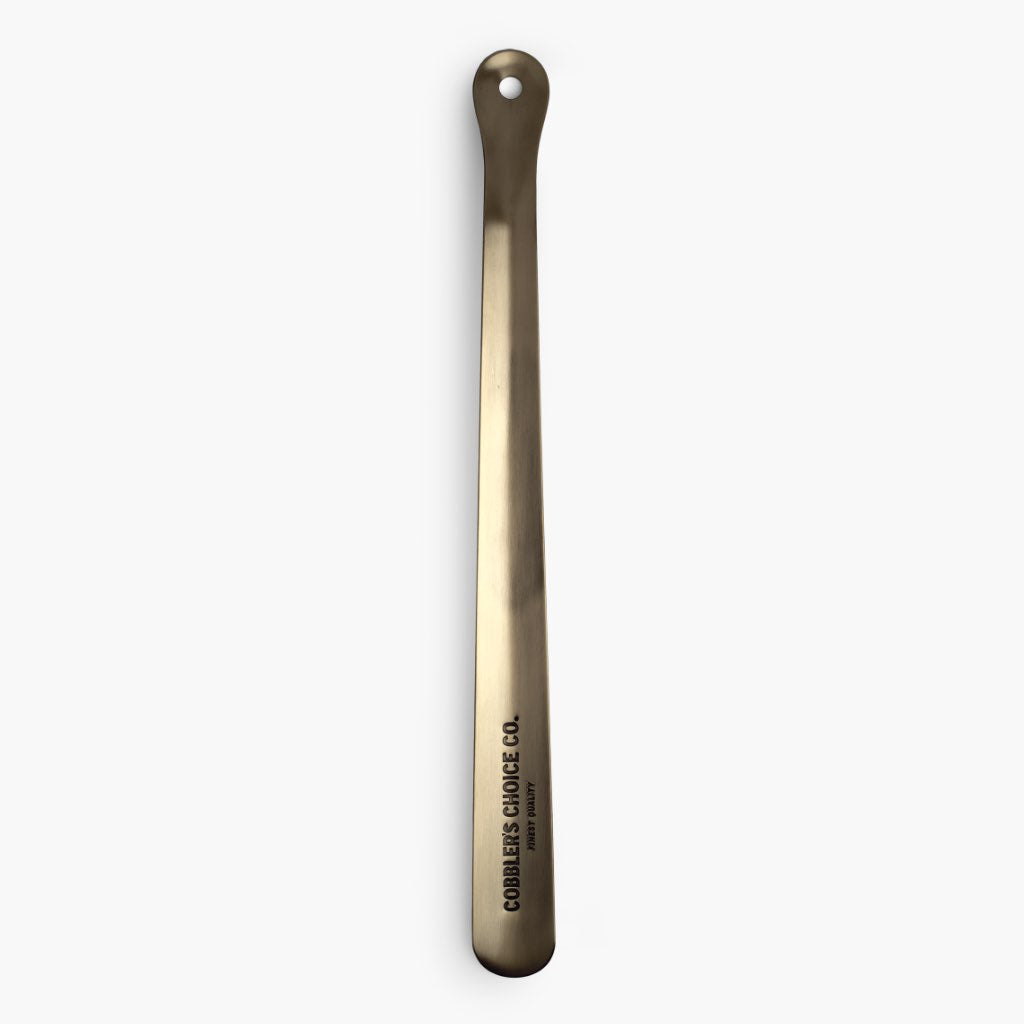 Premium 16-Inch Metal Shoe Horn - Brushed Brass Finish | Durable Long Shoehorn for Men & Women | Perfect for Boots, Dress Shoes & Sneakers | Essential Shoe Accessory for Elderly & People with Mobility Issues