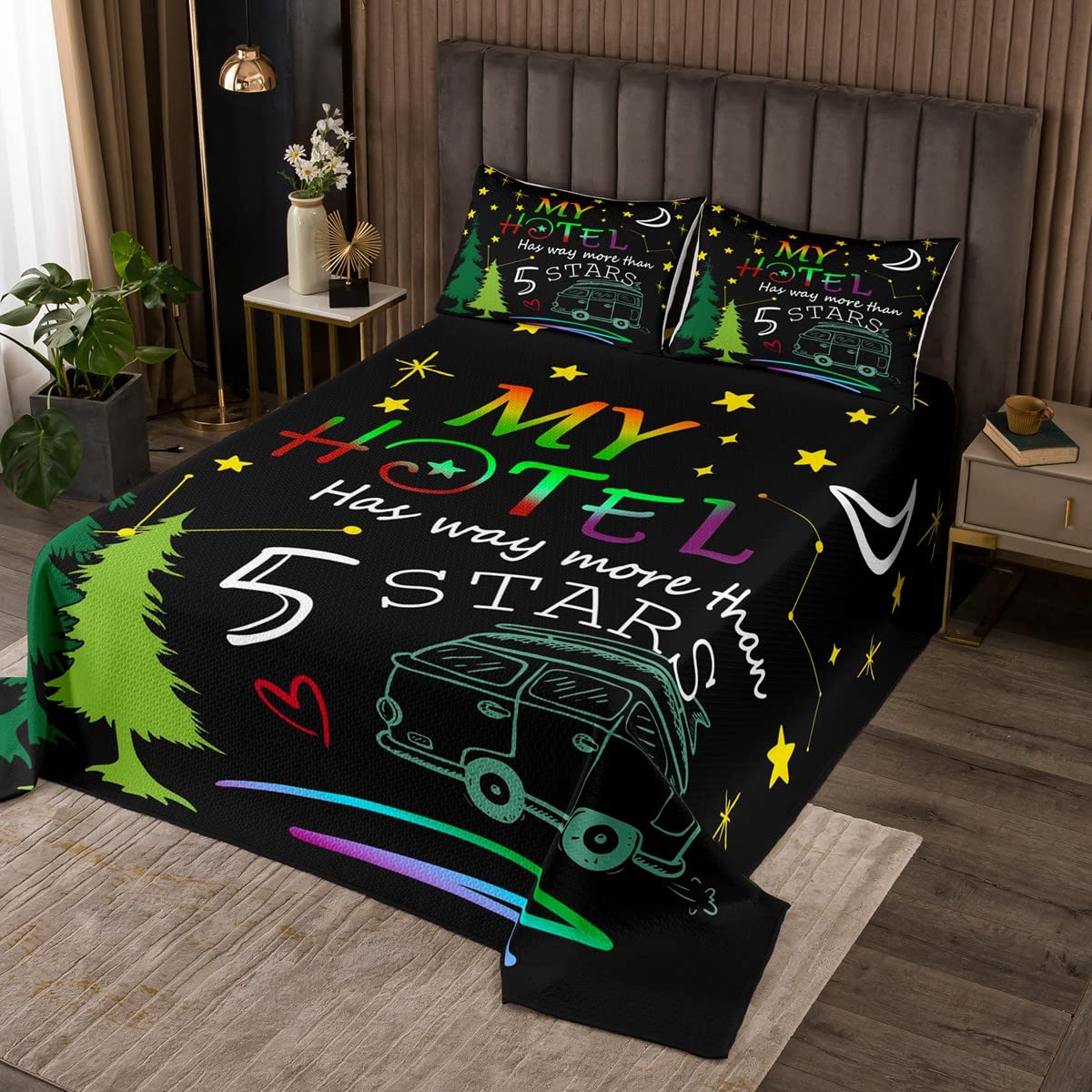 Galaxy Camping Quilt Set - Starry Sky Bedspread for Kids & Travel
