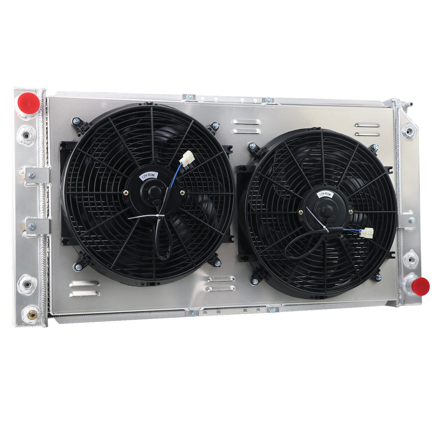 All Aluminum 4 Row Core Radiator for 1994-1996 Chevy Caprice, Impala & Buick Roadmaster 5.7L - Includes Shroud Fan & Relay - Perfect for Engine Cooling & Performance Upgrades