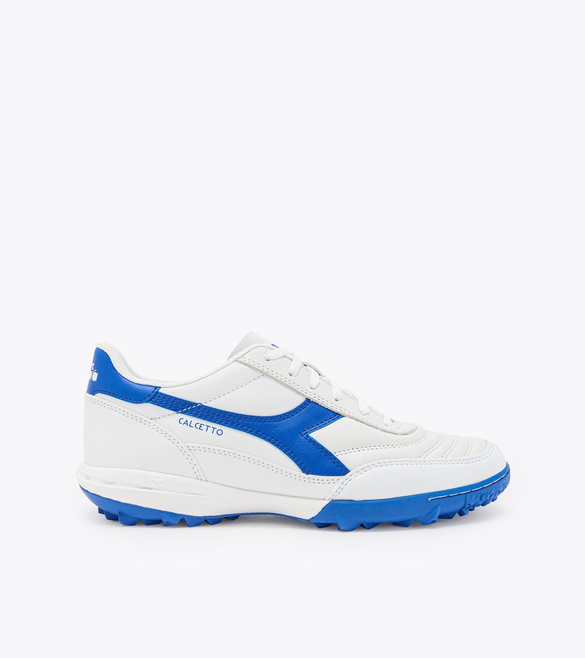 Diadora Calcetto II LT Turf Soccer Shoes for Men - White/Royal Blue - Indoor/Outdoor Artificial Grass Football Cleats - Perfect for Training & Matches