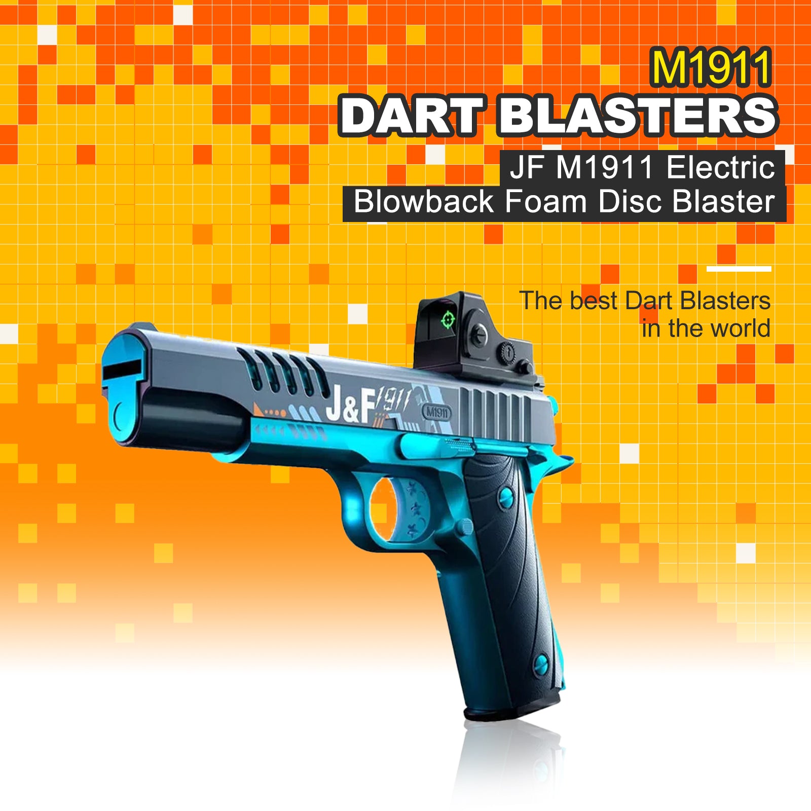 JF M1911 Electric Blowback Foam Dart Blaster Gun - Realistic Airsoft Pistol for Target Shooting & Outdoor Games - Perfect for Backyard Battles, Nerf Wars & Tactical Training