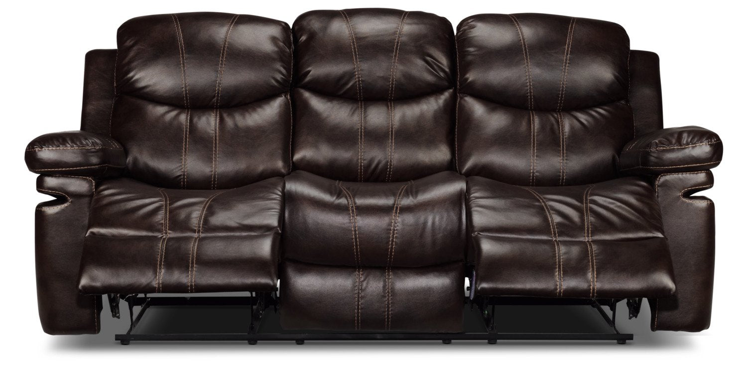 Barcelona II Reclining Sofa - Dark Brown Leather Living Room Couch for Comfortable Lounging & Movie Nights