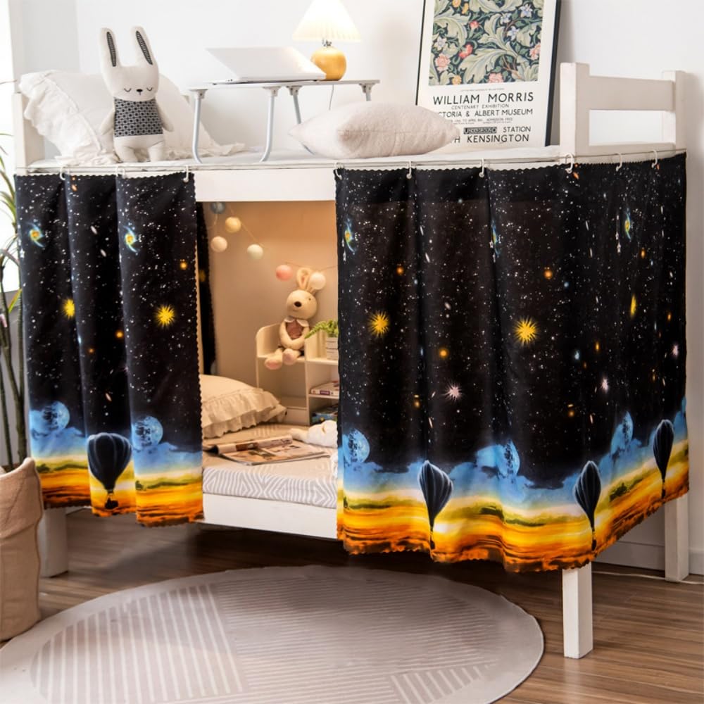 Blackout Privacy Curtains for Bottom Bunk Beds - 350g Dustproof & Breathable Single Bed Canopy Panels - Dorm Room, College & Home Use (2 Panels) - Perfect for Studying, Sleeping & Creating Private Space