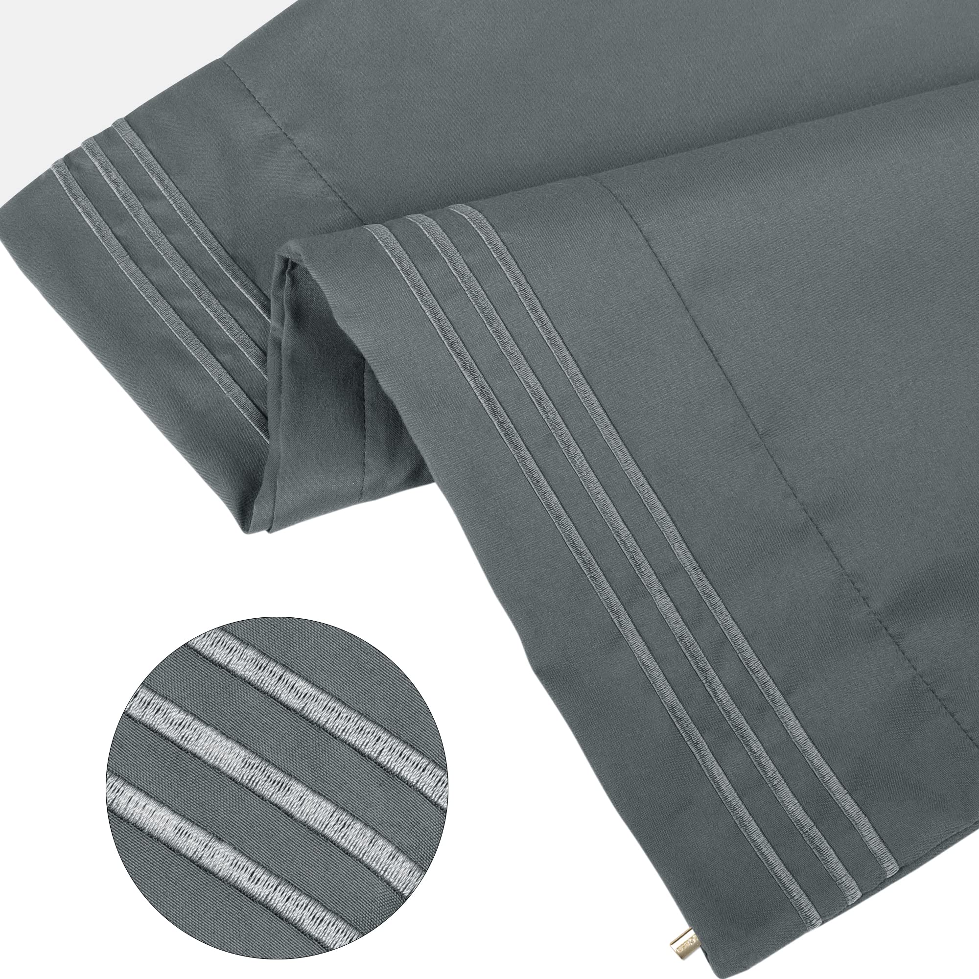 PiccoCasa Dark Gray Pillow Cases Set of 2 - Soft Breathable Travel Size Pillow Covers with Embroidery & Zipper Closure - Brushed Microfiber Pillowcases for Home, Hotel & Airplane Travel Accessories