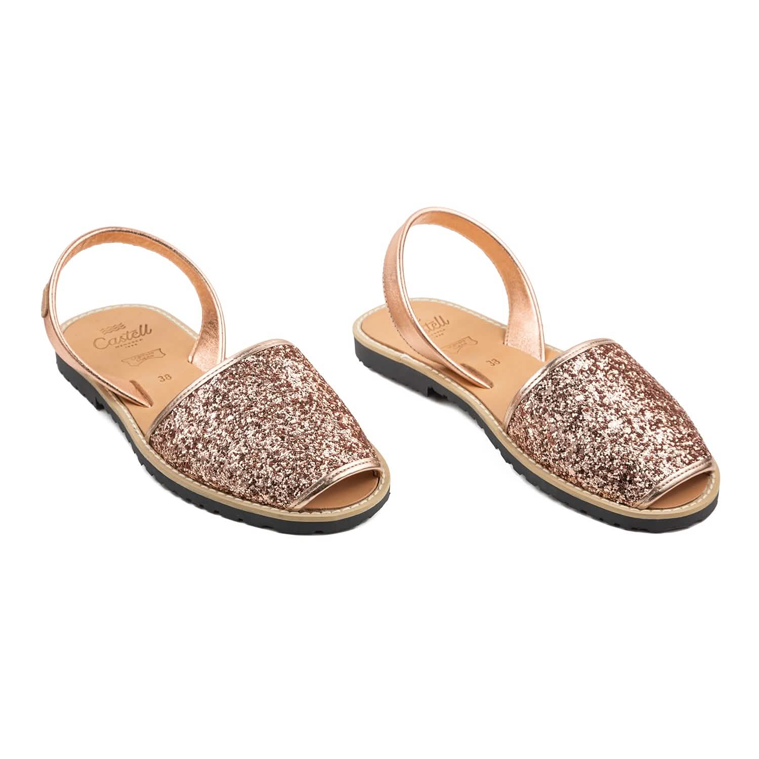 Madona 1056R Women's Open Toe Glitter Leather Menorcan Sandals - Perfect for Beach Vacations, Summer Parties & Casual Outings