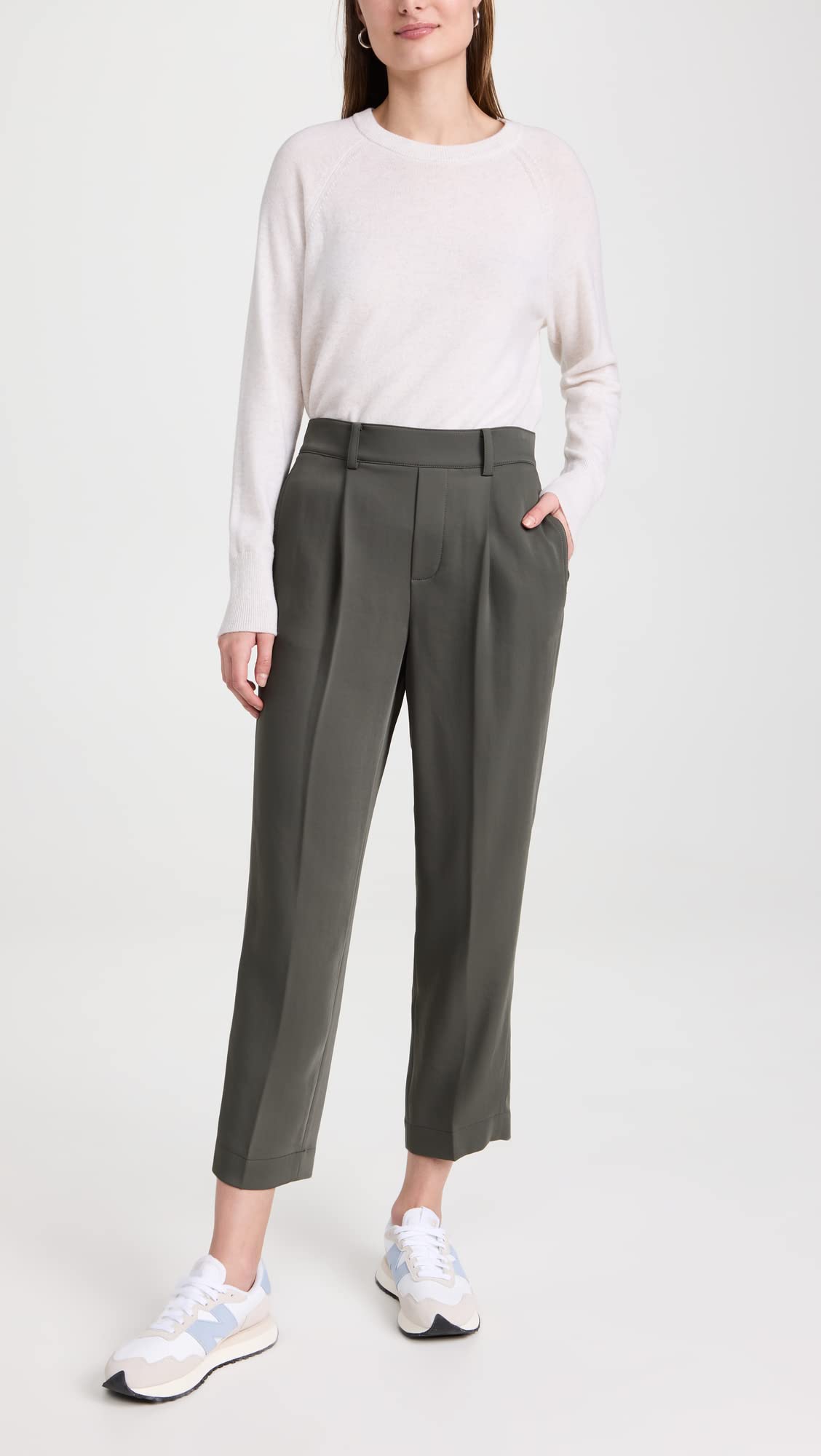 Vince Women's Tapered Pull On Pants - Comfortable Stretch Work Pants for Office, Business Casual & Travel