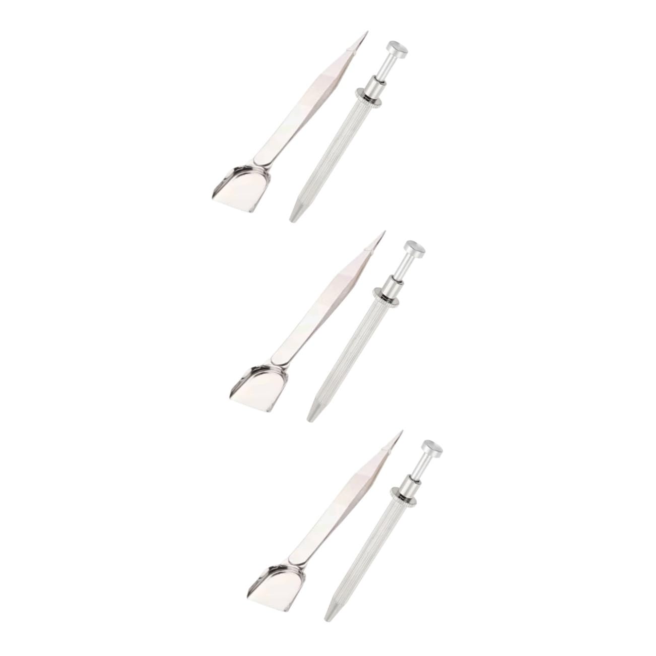 EXCEART 3-Piece Stainless Steel Tweezers Set for Nail Art & Jewelry Making - Professional Manicure & Bead Holding Tools