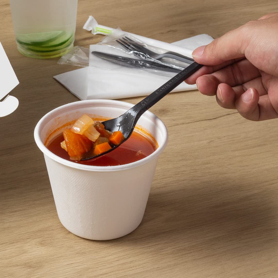 Eco-Friendly 6.5 Inch Compostable Spoons - 250 Individually Wrapped Plant-Based Cutlery Set | BPI-Certified CPLA Disposable Utensils for Hot & Cold Foods | Perfect for Restaurants, Catering, Picnics & Outdoor Events