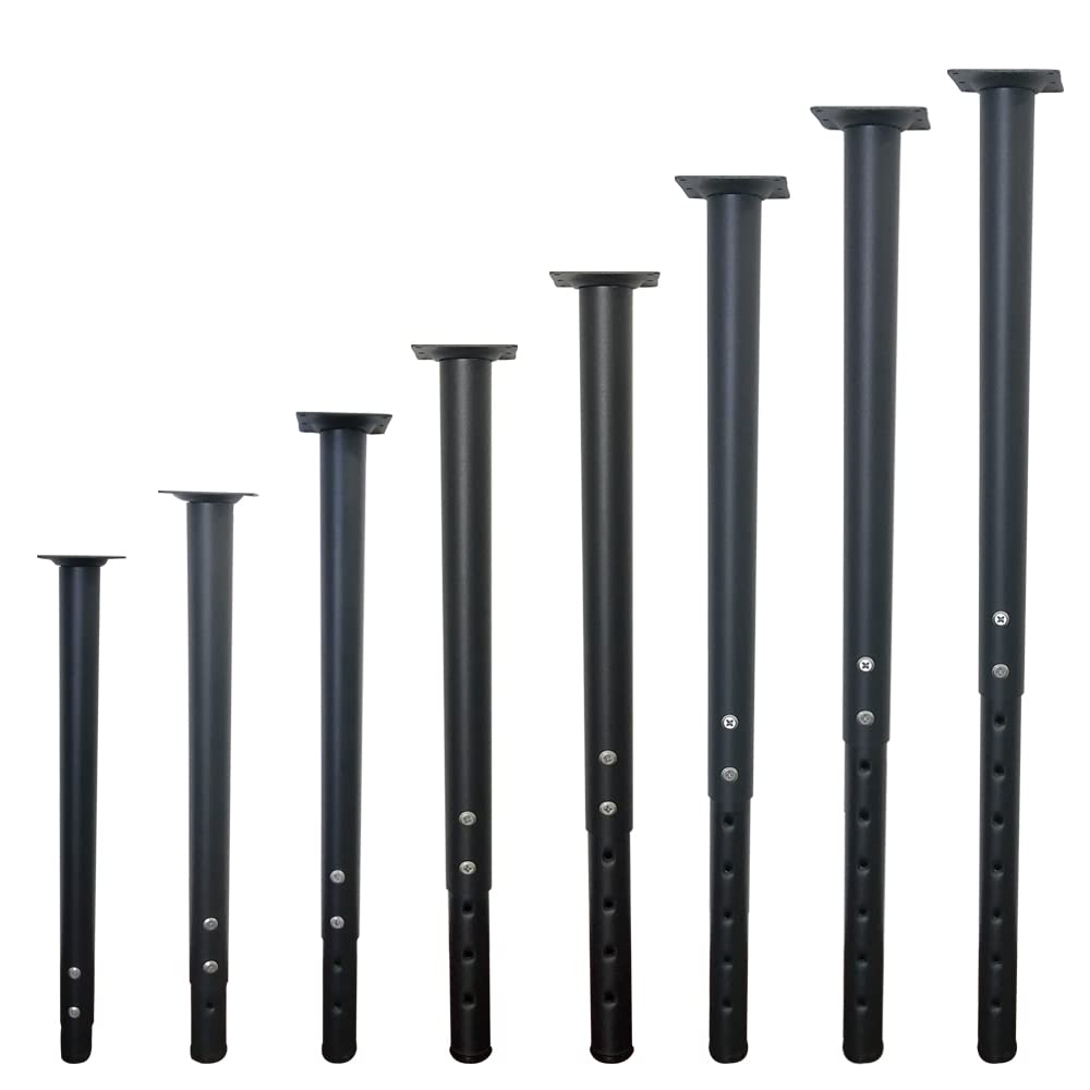 Adjustable Table Legs 22-36 inch (55-90cm) - Heavy Duty Metal Desk Legs with Screws for DIY Furniture, Workbench, Dining Table & Office Desk - Set of 4 Black Ø42/38mm - Perfect for Home Office, Craft Room & Workshop Projects