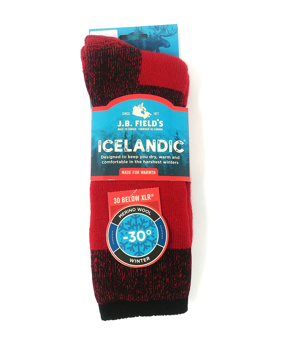 J.B. Field's Icelandic 30 Below XLR Merino Wool Thermal Socks for Men & Women - Ultra Warm Winter Hiking, Skiing, and Outdoor Activities Socks