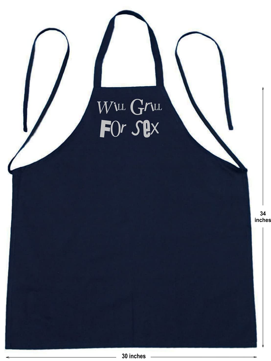 Will Grill For Sex Black Apron - Premium BBQ Cooking Apron for Men & Women - Perfect for Grilling, Barbecue Parties & Outdoor Cooking