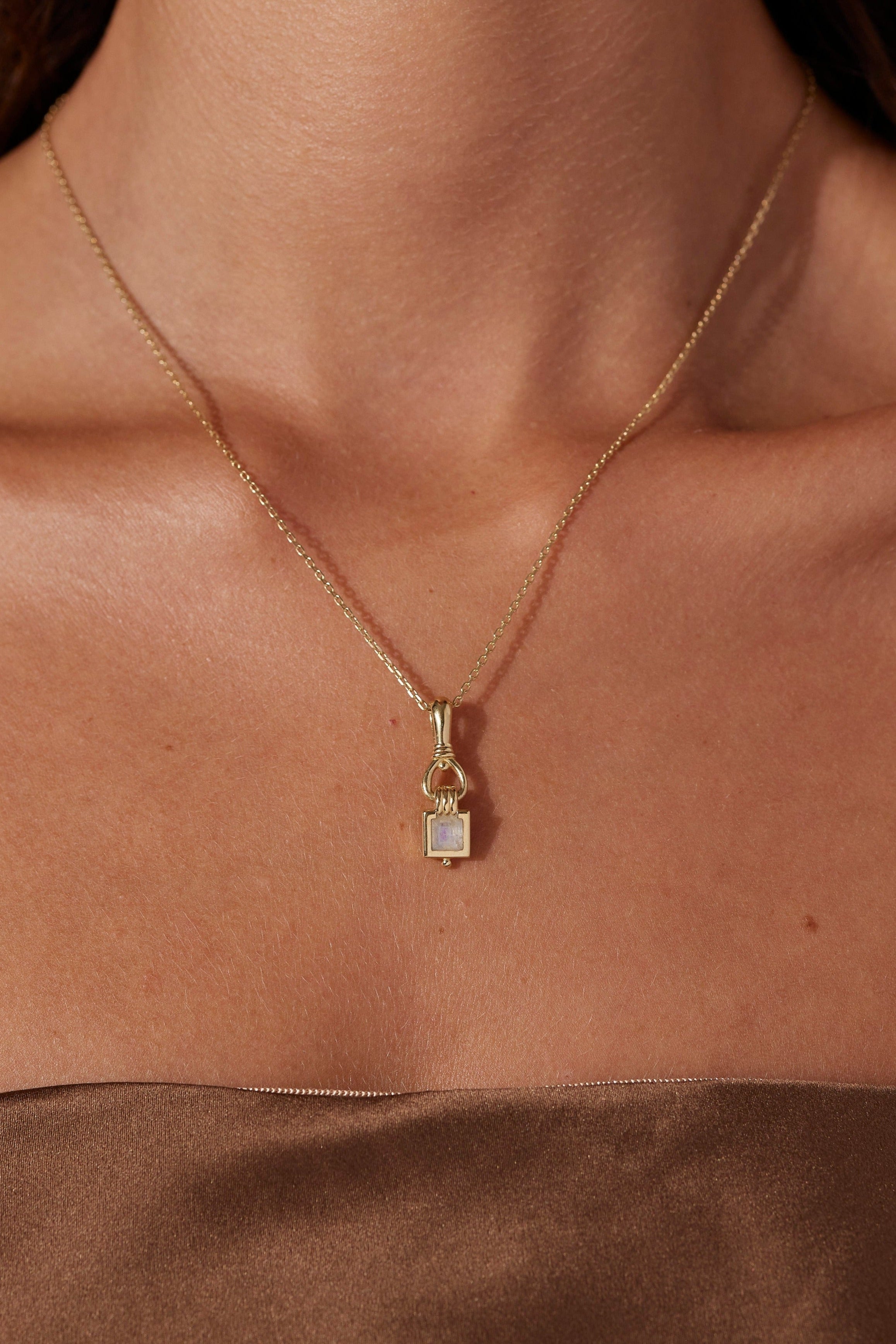 Freya Moonstone Gold Necklace for Women - Elegant 14K Gold Plated Moonstone Pendant Necklace Jewelry Gift for Her - Perfect for Weddings, Parties & Everyday Wear