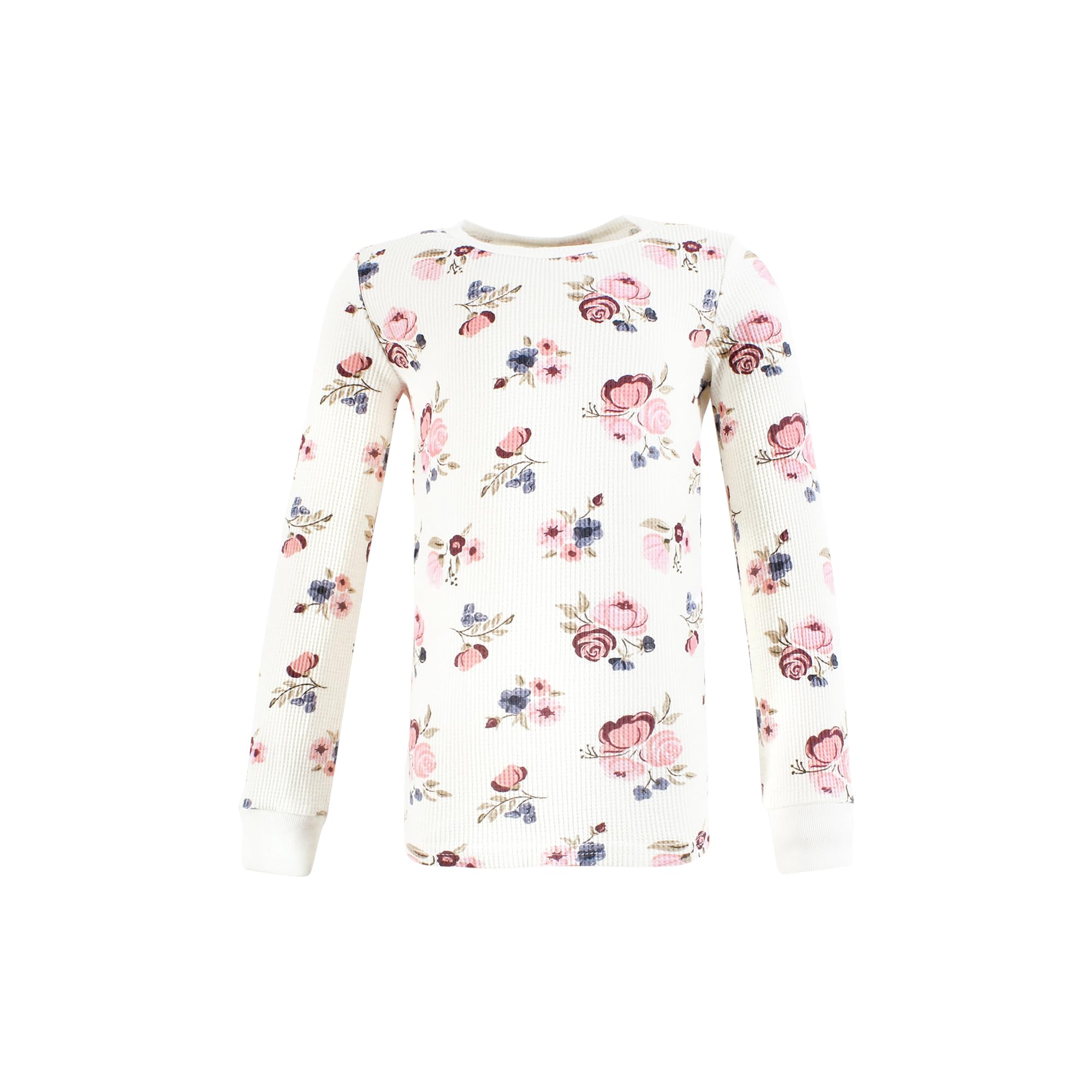 Hudson Baby Unisex Thermal Long Underwear 2-Piece Set - Dusty Rose Floral Print - Size 7 Years | Warm Winter Base Layer for Kids | Perfect for Cold Weather & Outdoor Activities