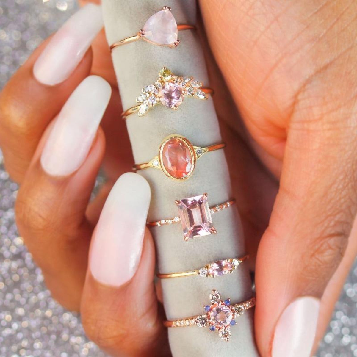 Stunning Large Starry Morganite Ring for Women - Elegant Rose Gold Engagement & Wedding Jewelry - Perfect for Proposals, Anniversaries, and Special Occasions