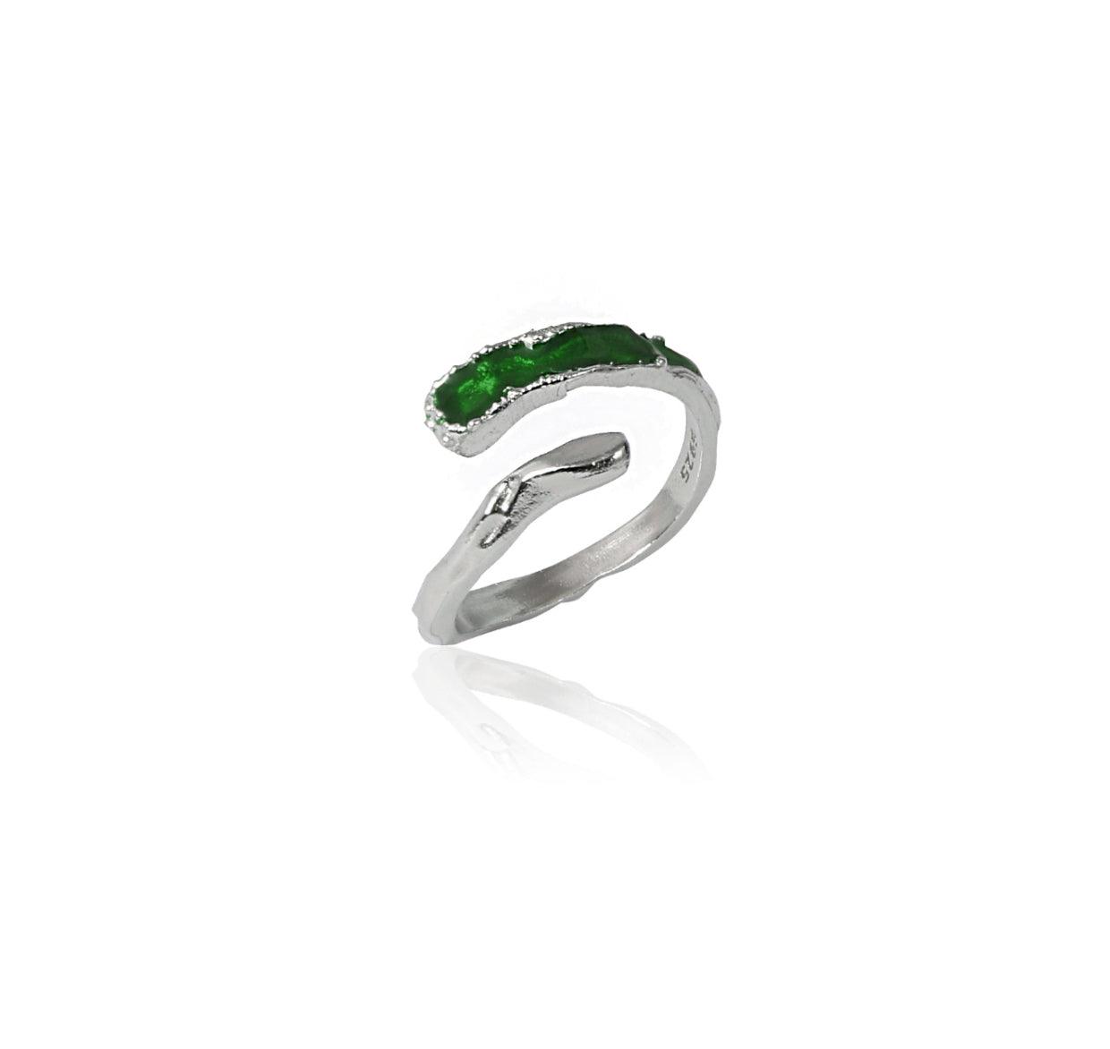Slytherin House Sterling Silver Adjustable Ring | Harry Potter Inspired Jewelry | Perfect for Fans, Cosplay & Everyday Wear
