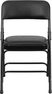 Flash Furniture AMC309AVBK 12-Pack Black Curved Triple-Braced Vinyl Armless Folding Chairs - Heavy Duty for Events, Parties, Weddings & Banquets