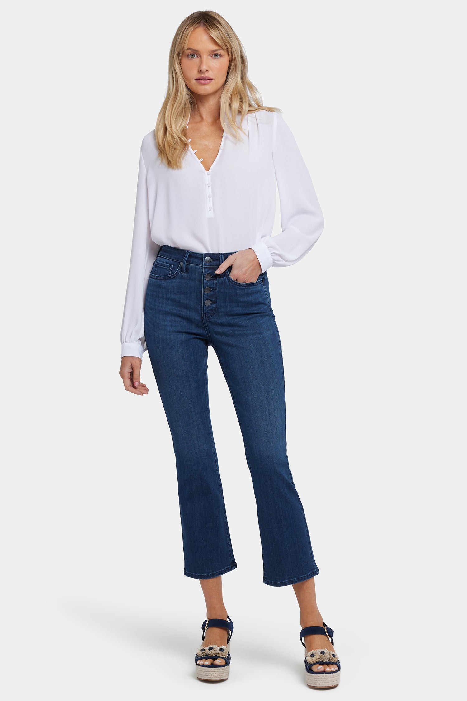 Billie Mini Bootcut Ankle Jeans for Women - Ibiza Blues Wash | High Waisted Stretch Denim Pants | Perfect for Casual Outfits & Night Out