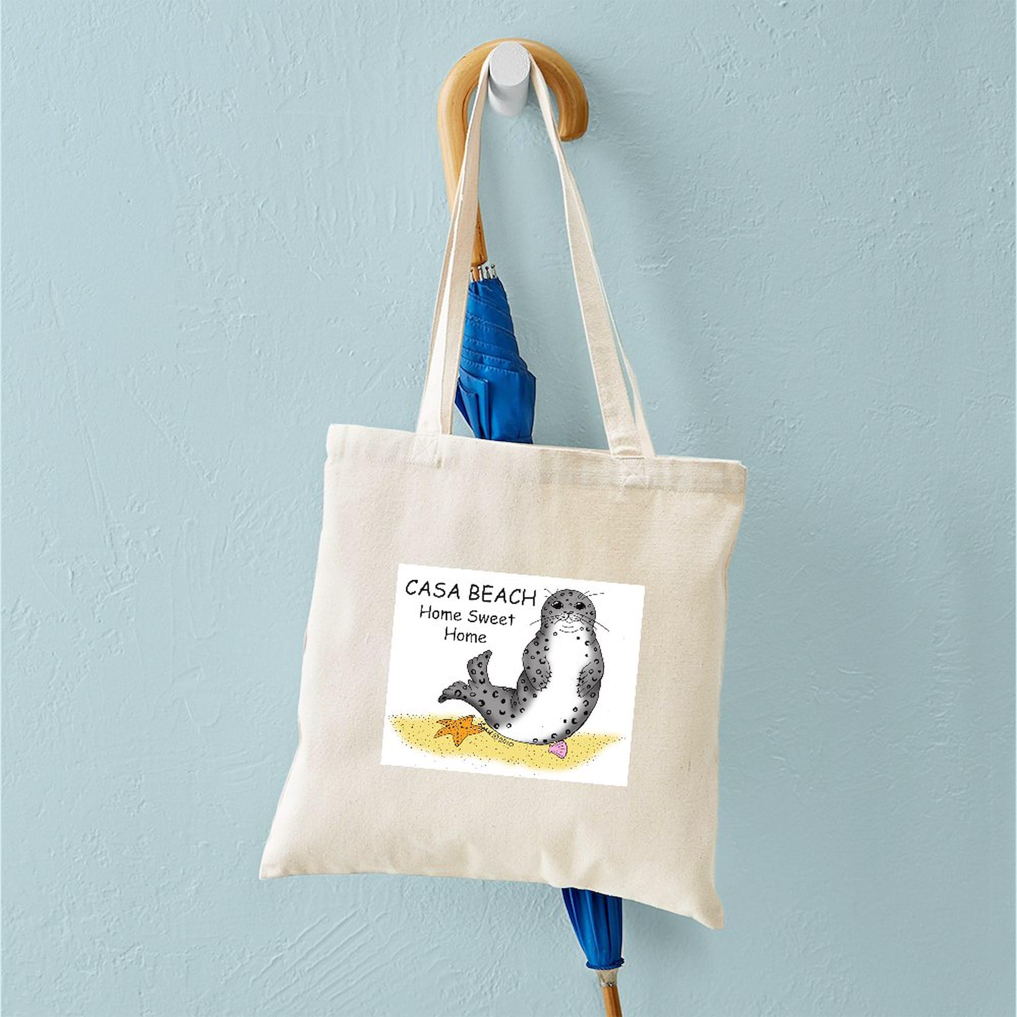 **Harbor Seal Tote Bag - Natural Canvas Reusable Shopping Bag for Groceries, Beach & Eco-Friendly Outings**