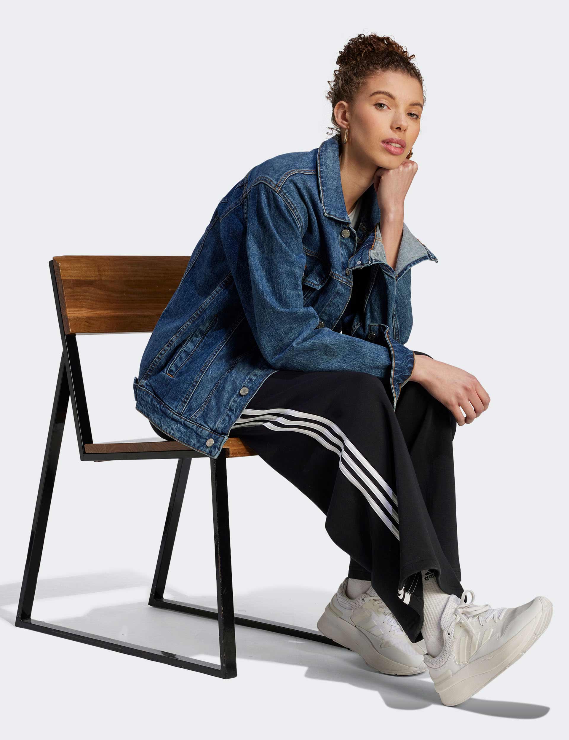 Essentials 3 Stripes French Terry Wide Joggers for Men & Women - Comfortable Casual Sweatpants in Black/White - Perfect for Lounge, Gym, and Everyday Wear