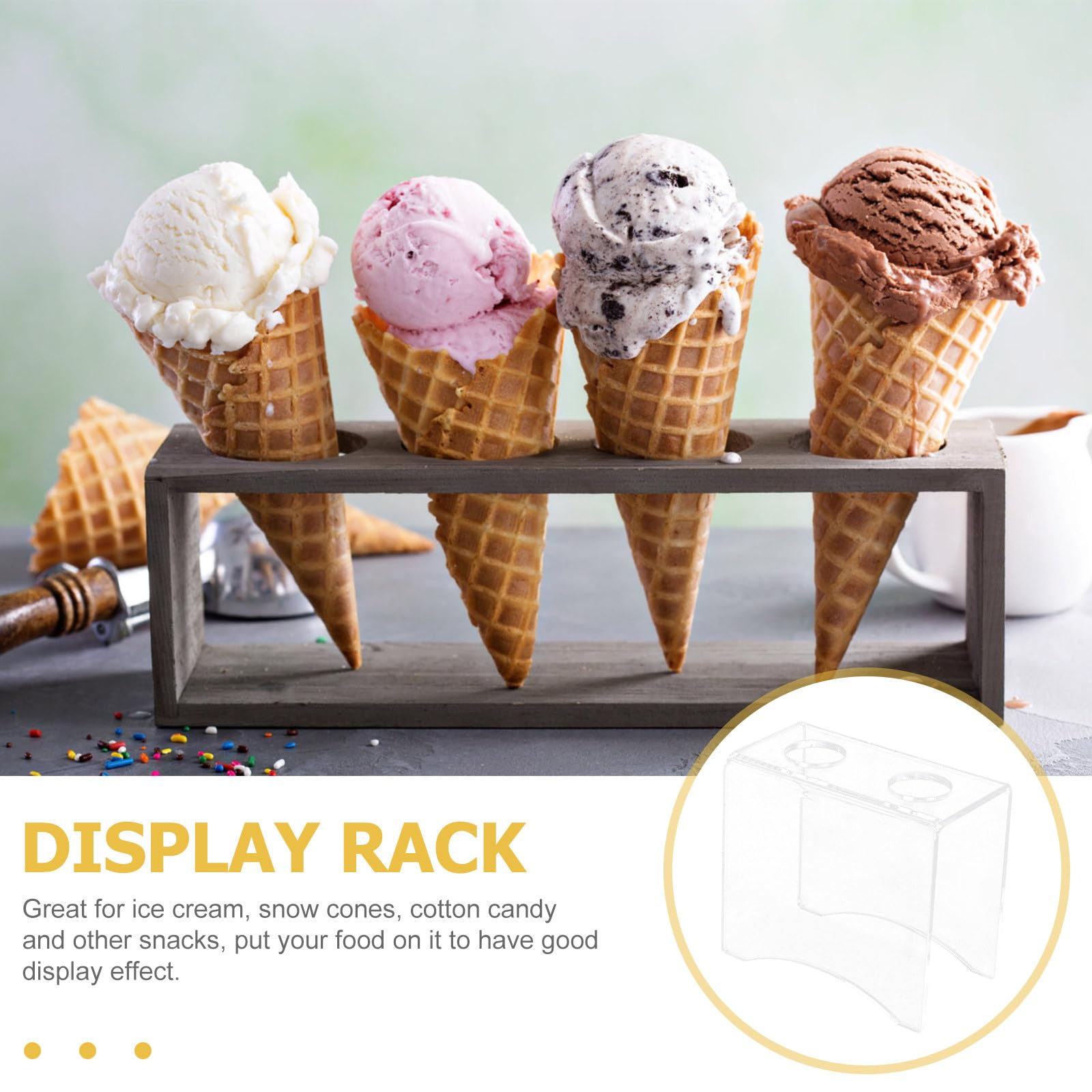 UPKOCH Clear Acrylic Ice Cream Cone Holder - 2 Hole Food Display Stand for Sushi Rolls, Desserts & Party Snacks - Perfect for Birthday, Wedding & Anniversary Celebrations (Kitchen & Buffet Serving Essential)