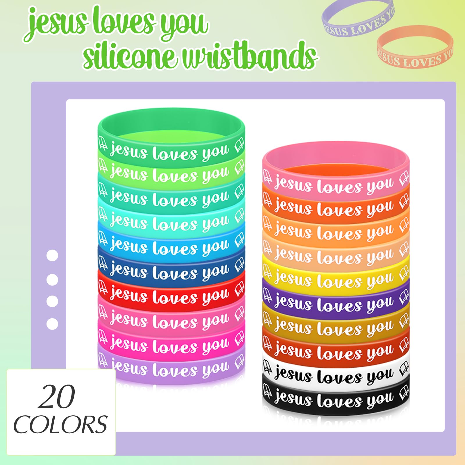 Jerify 200pcs Jesus Loves You Silicone Bracelets - Religious Wristbands for Church Events & Gifts